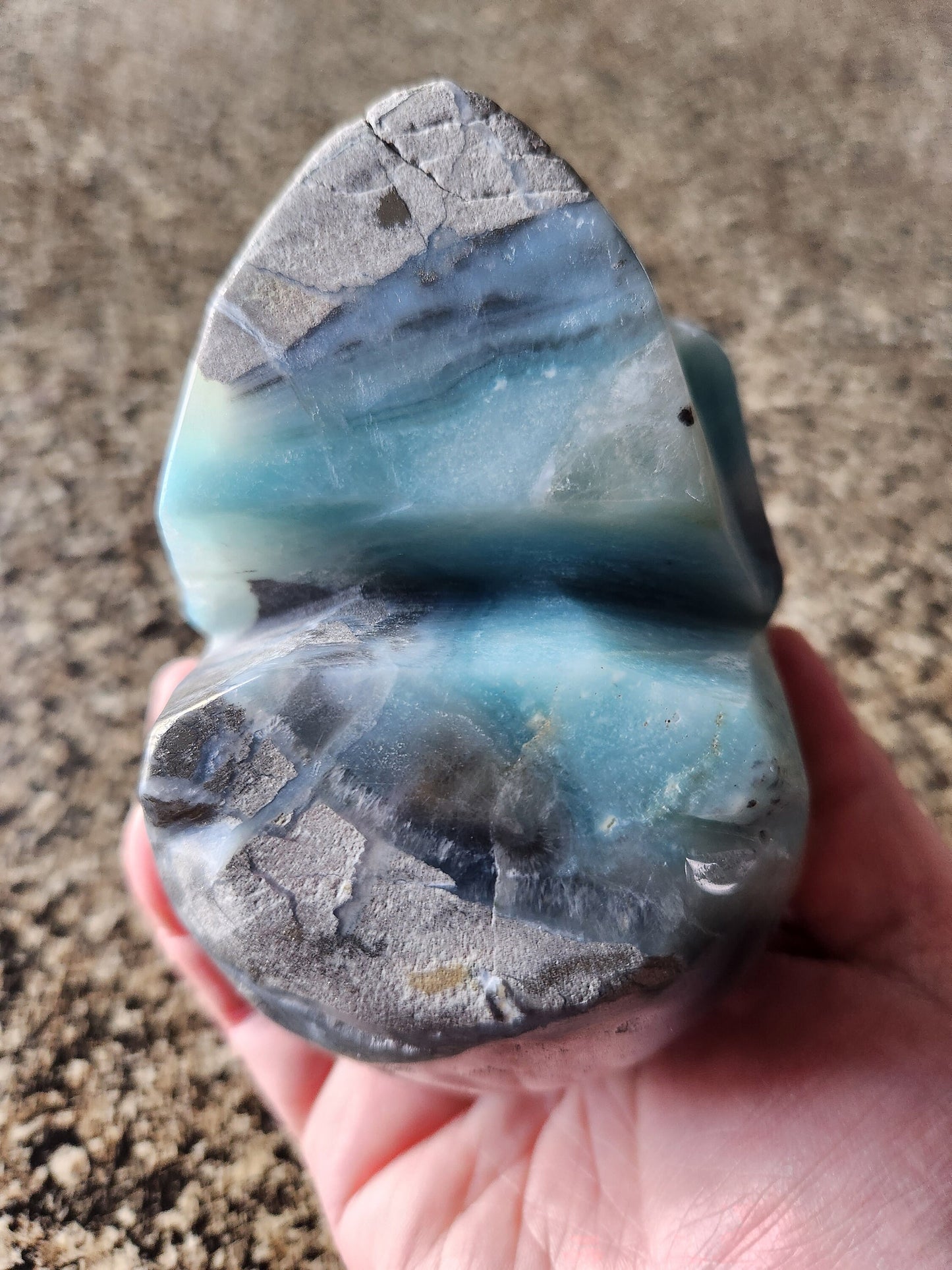Cool AAA Blue Aragonite and Pyrite Unique Crystal Skull