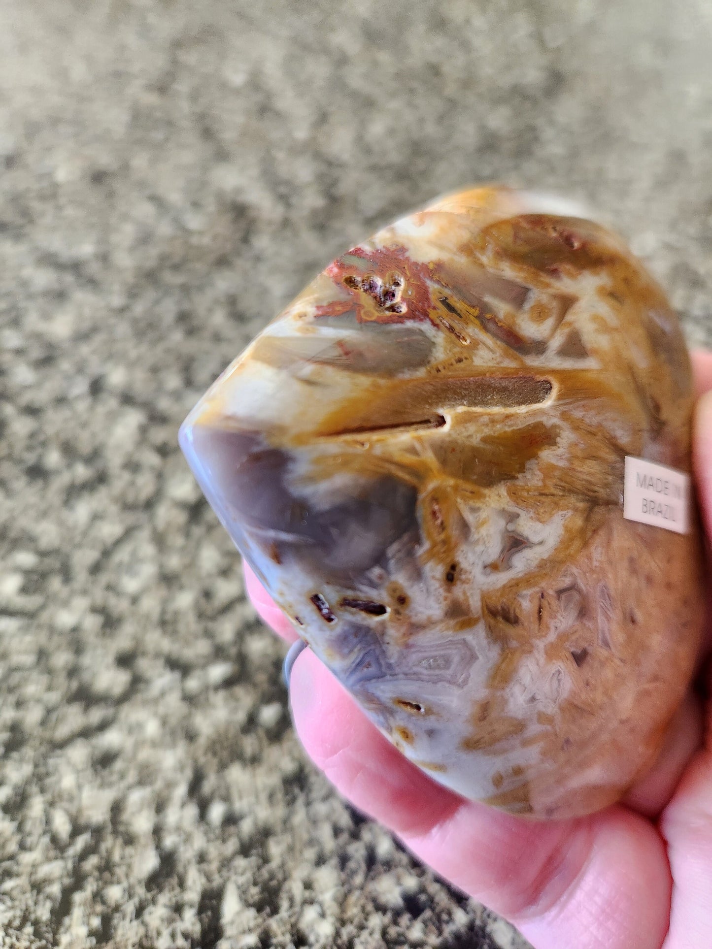 Gorgeous Bahia Jasper Crystal Heart Crystal with Buttery Polish and Druzy Pockets