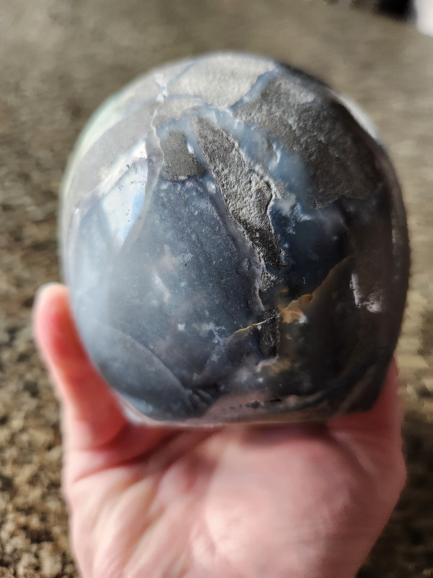 Cool AAA Blue Aragonite and Pyrite Unique Crystal Skull