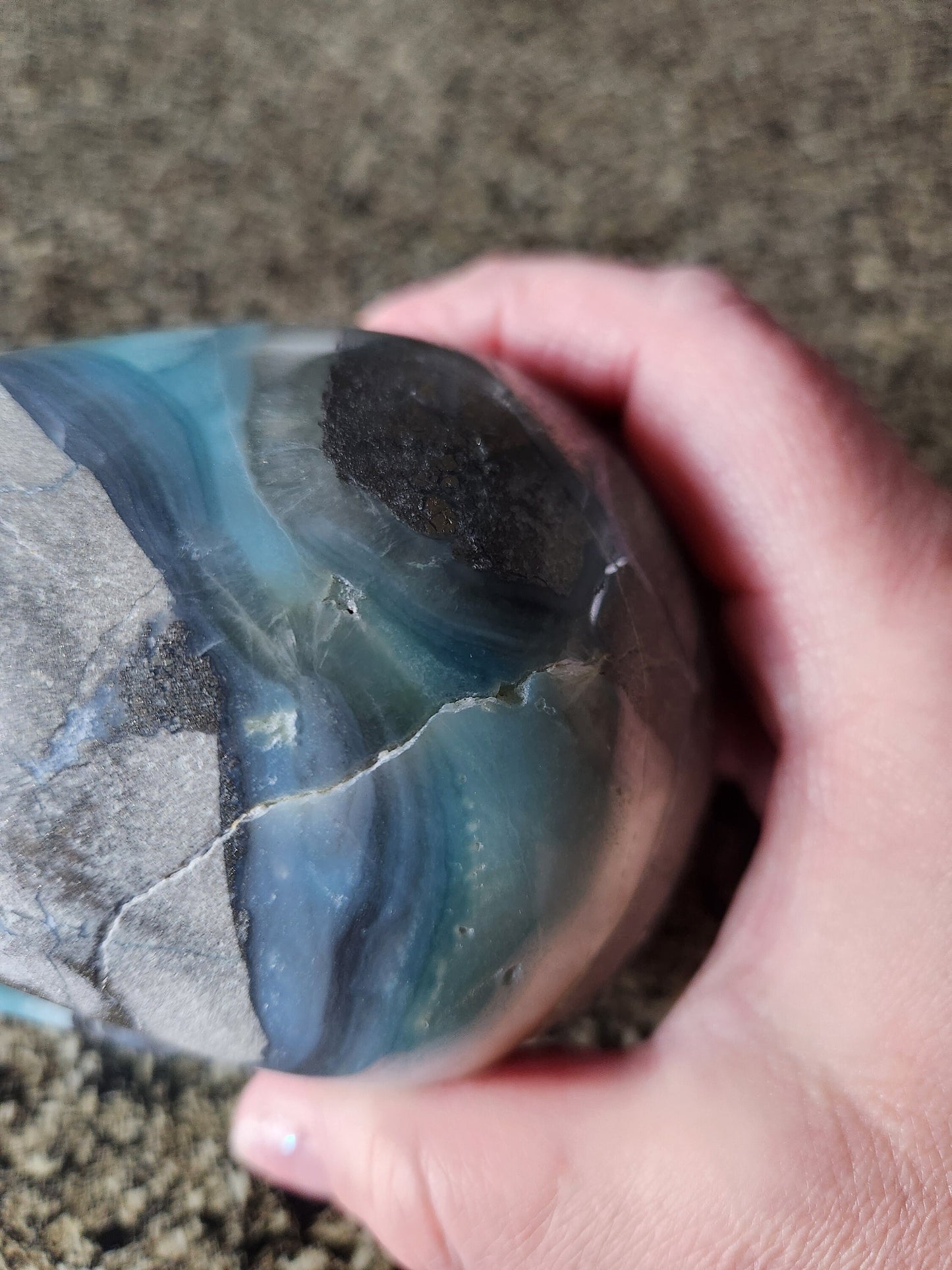 Cool AAA Blue Aragonite and Pyrite Unique Crystal Skull