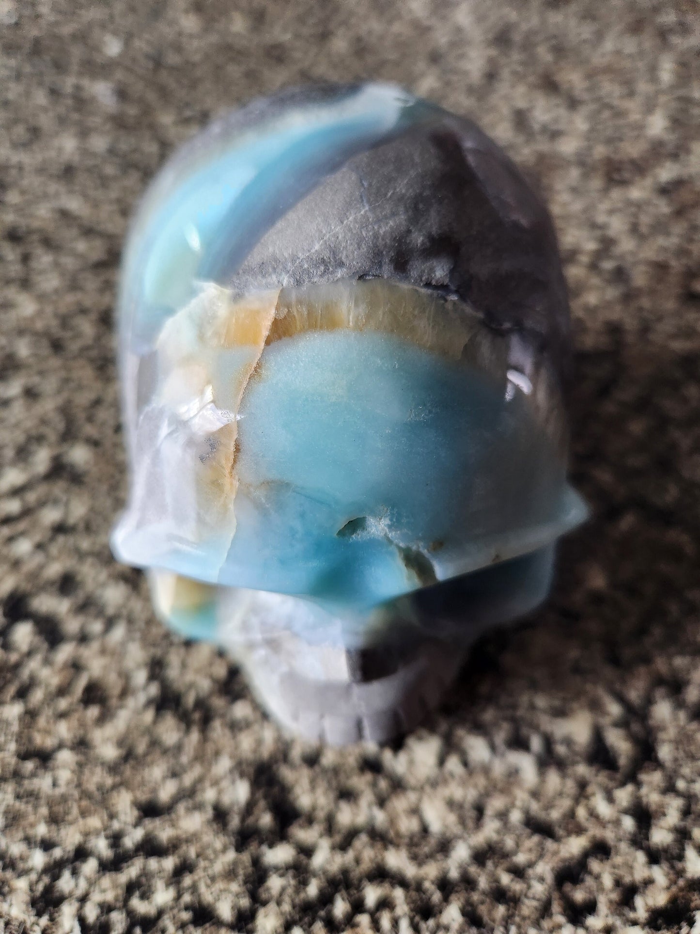 Cool AAA Blue Aragonite and Pyrite Unique Crystal Skull