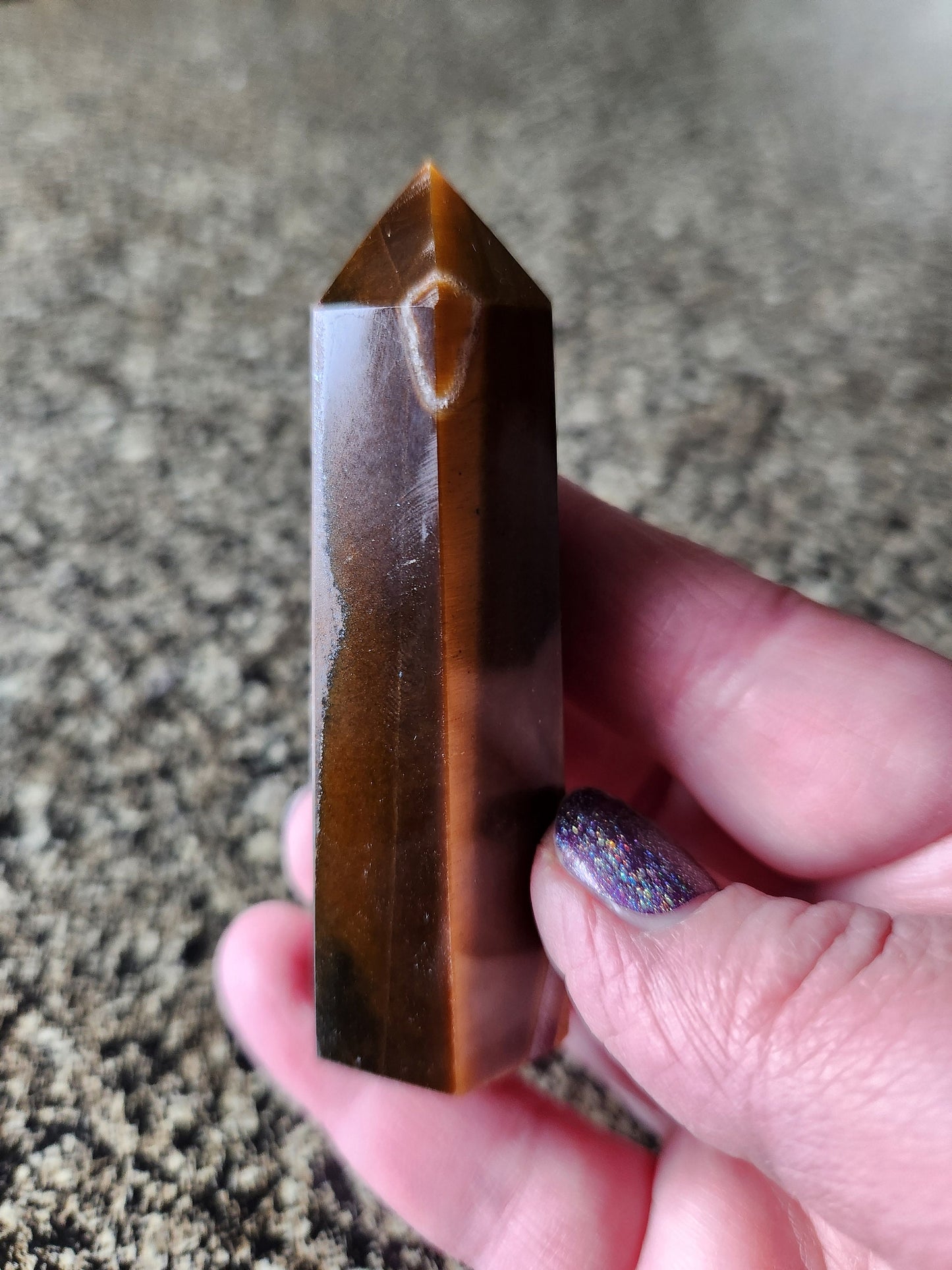 Tigers Eye Mini Tower with Hematite: Golden Shimmer Crystal