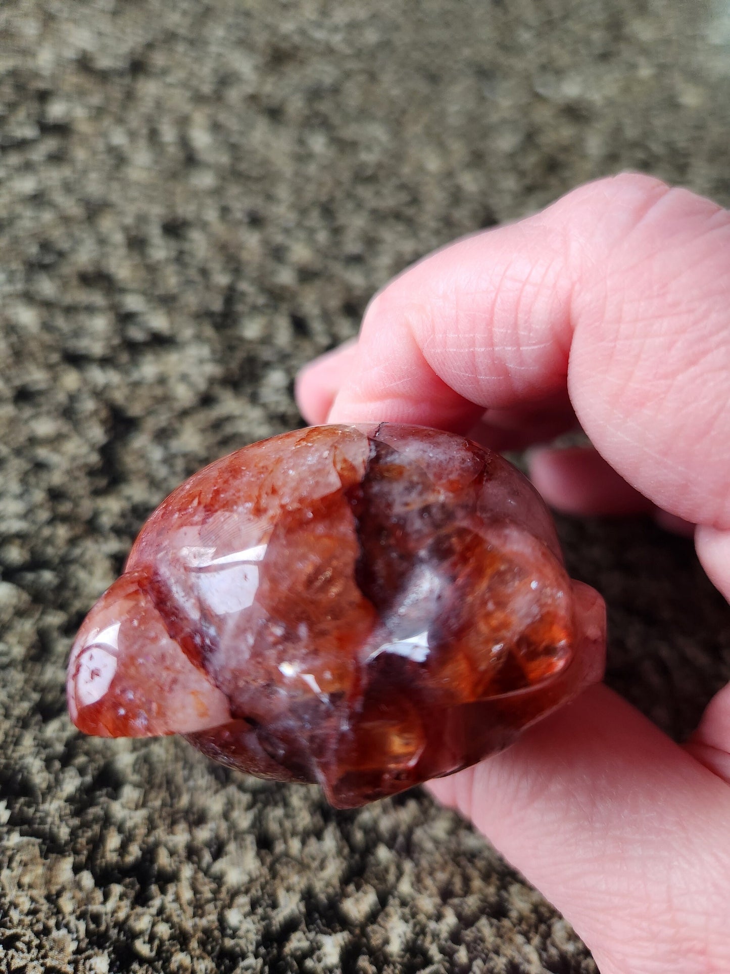 Gorgeous Fire Quartz Carved Hello Kitty Crystal Stone, Juicy