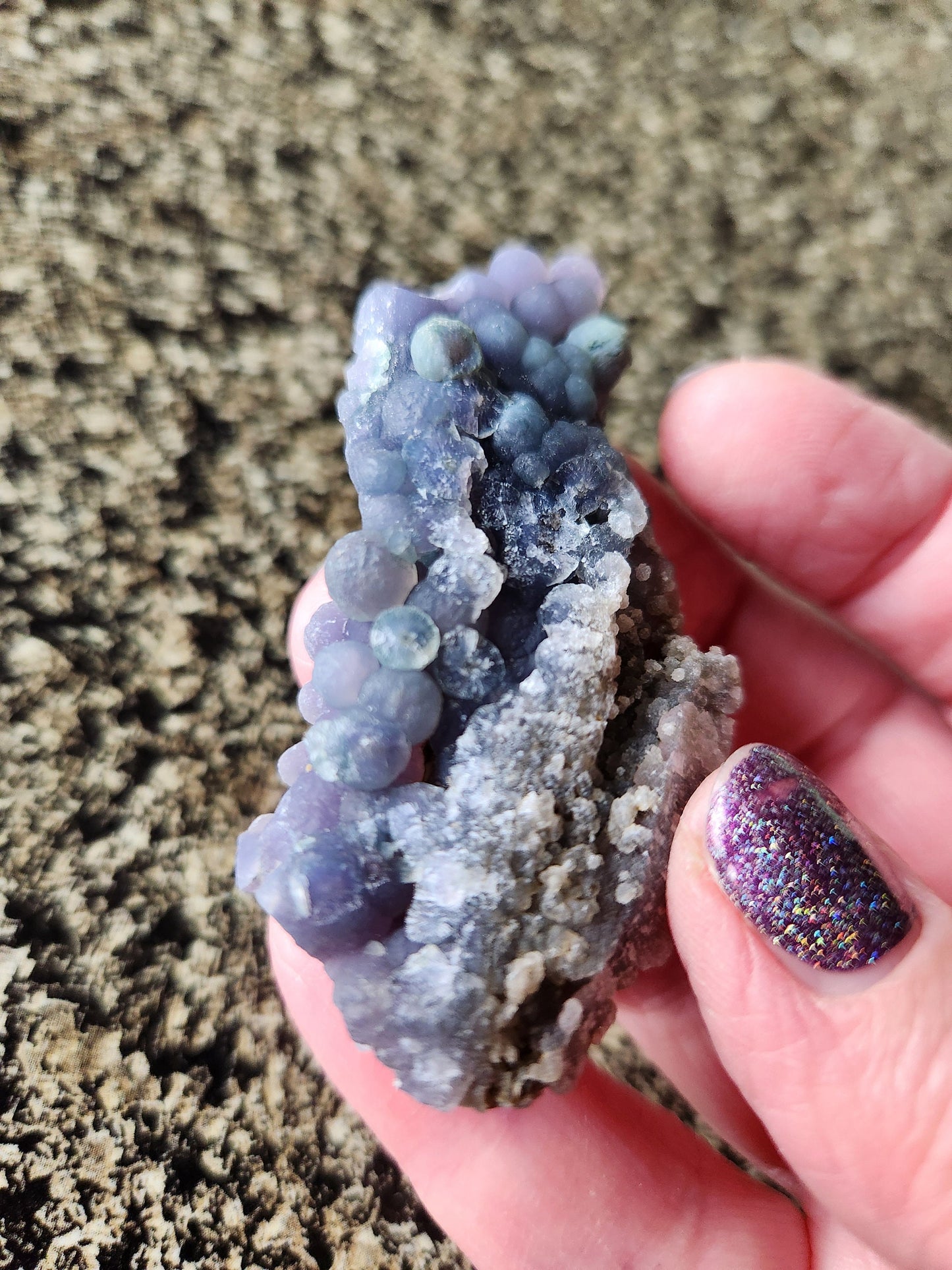 Beautiful Rare Grape Agate Crystal Rock Specimen, Bi-colored Purple & Green, Purple Chalcedony