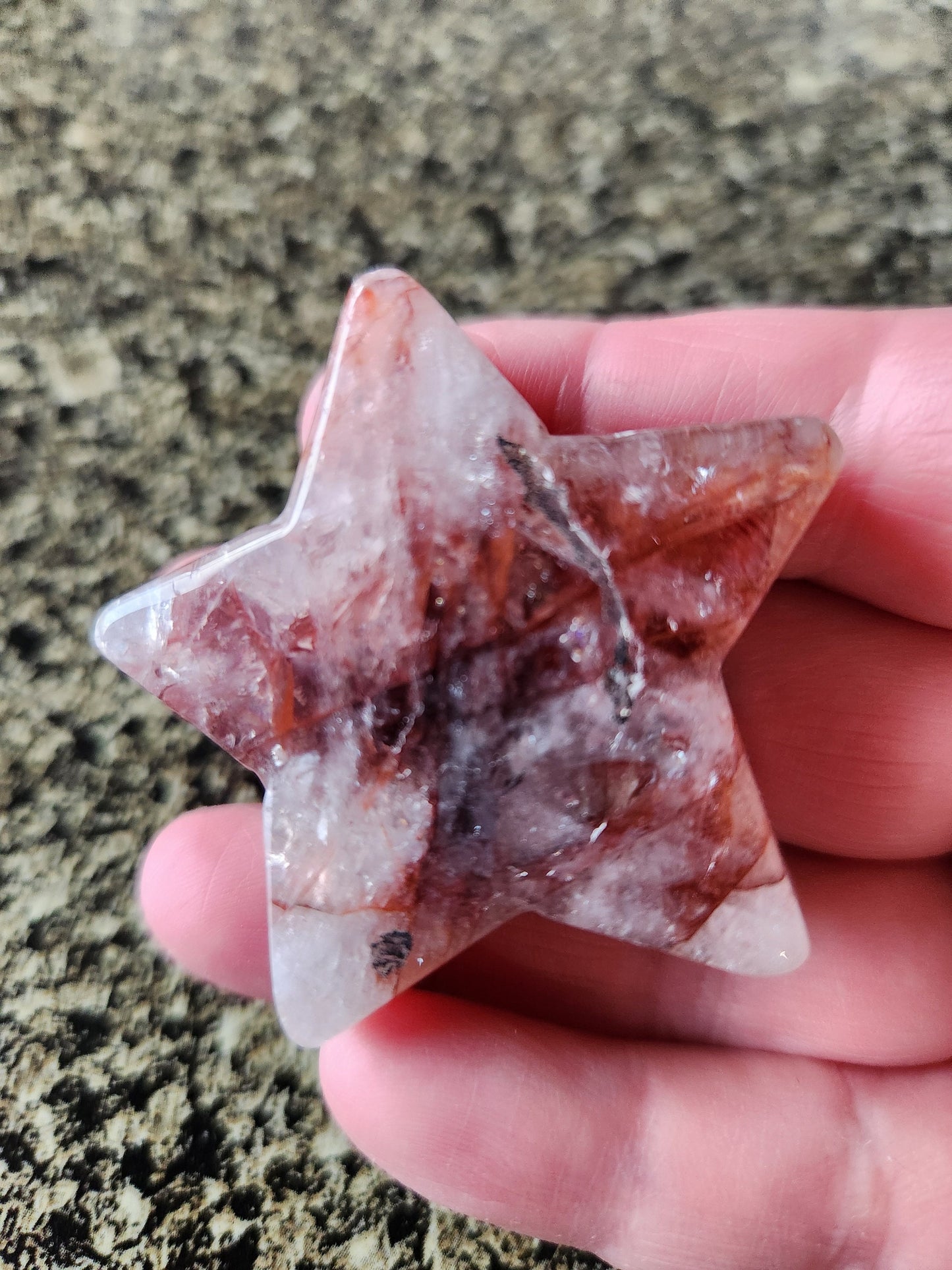 Beautiful 5 Point Fire Quartz Crystal Small Star with High Polish
