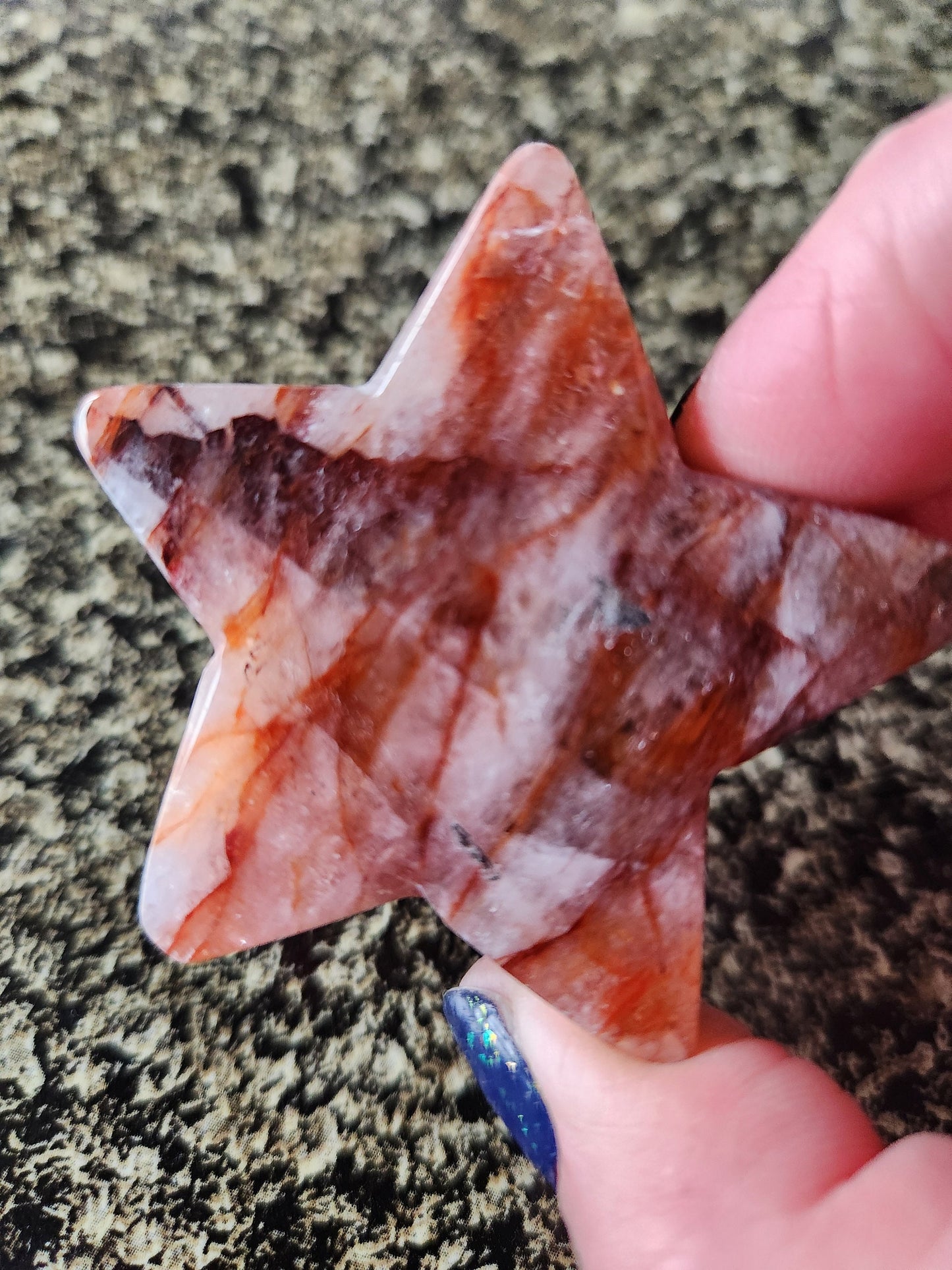 Beautiful 5 Point Fire Quartz Crystal Small Star with High Polish