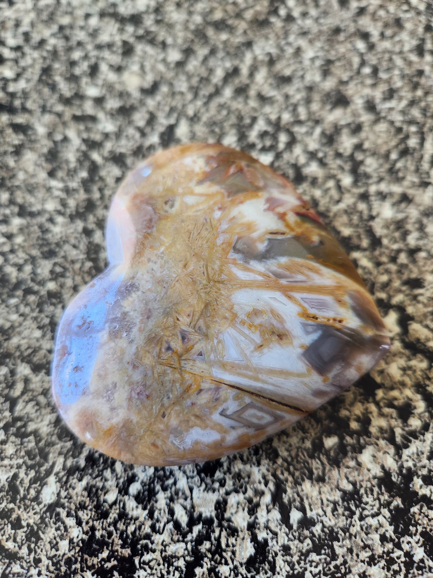 Gorgeous Bahia Jasper Crystal Heart Crystal with Buttery Polish and Druzy Pockets
