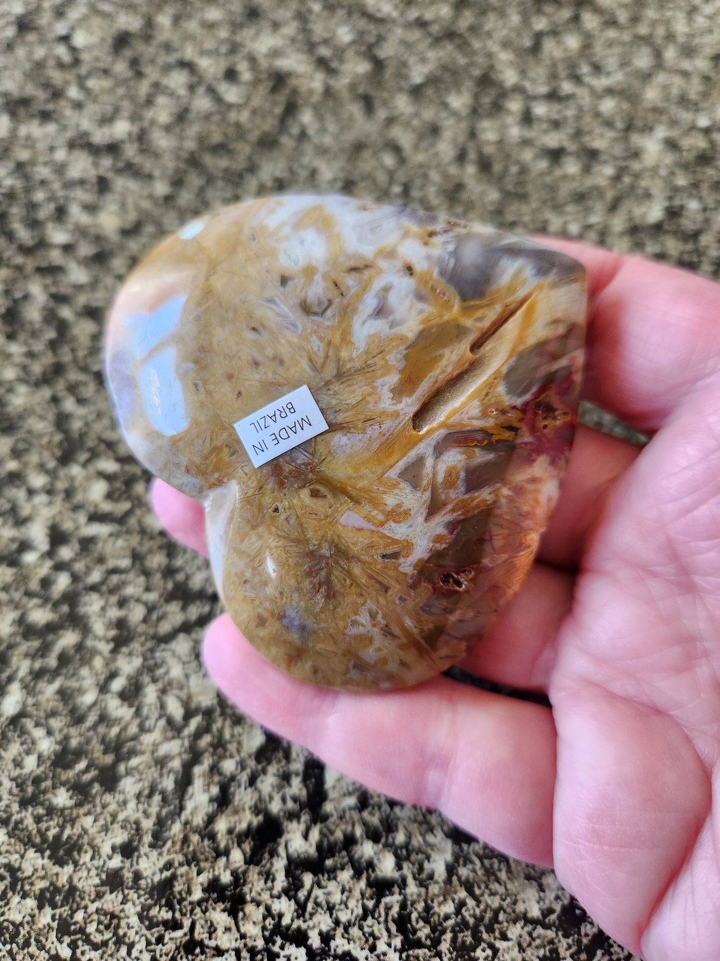 Gorgeous Bahia Jasper Crystal Heart Crystal with Buttery Polish and Druzy Pockets