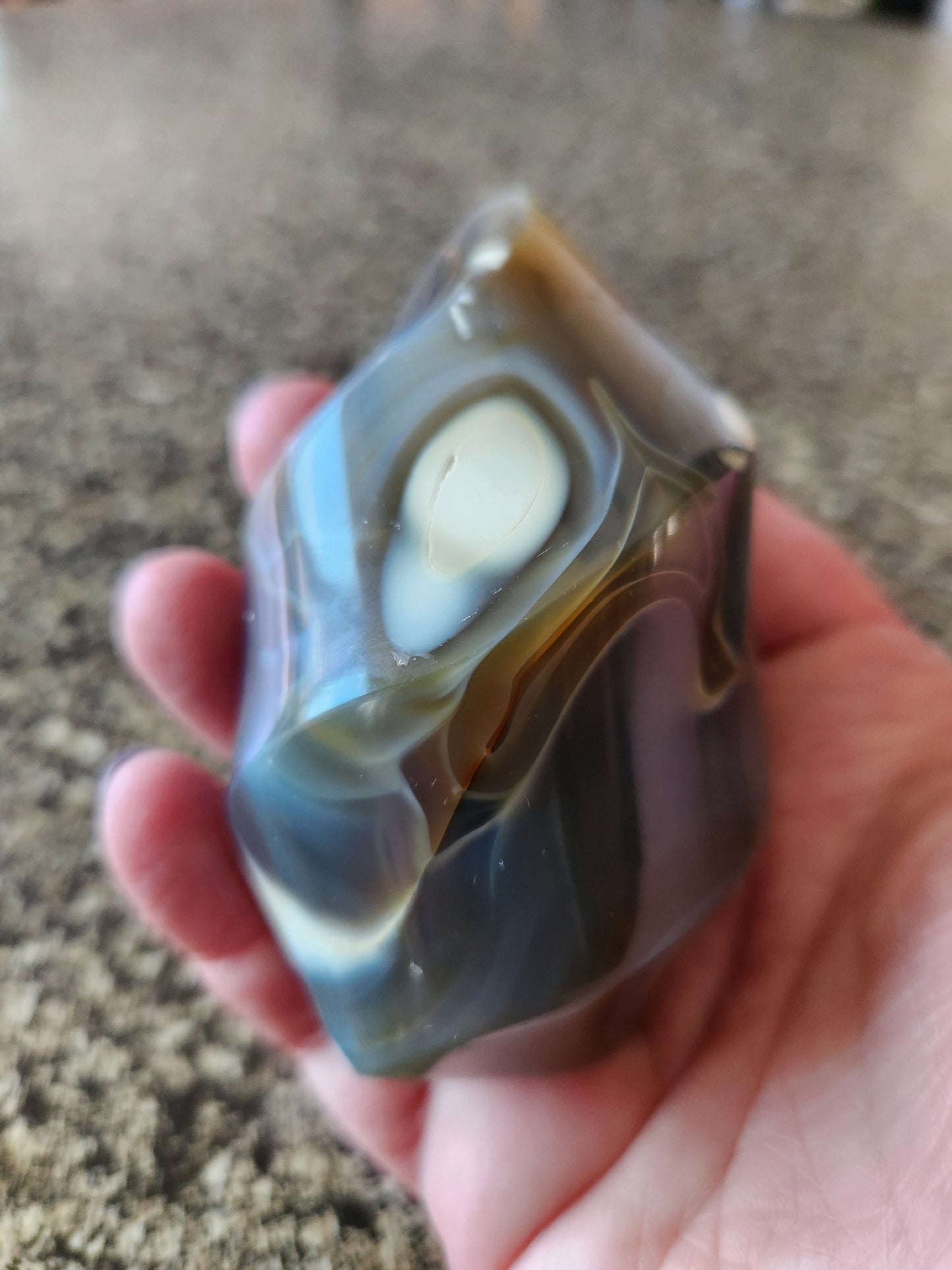 Pretty Orca Agate Crystal Twisted Flame with Buttery High Polish Rare