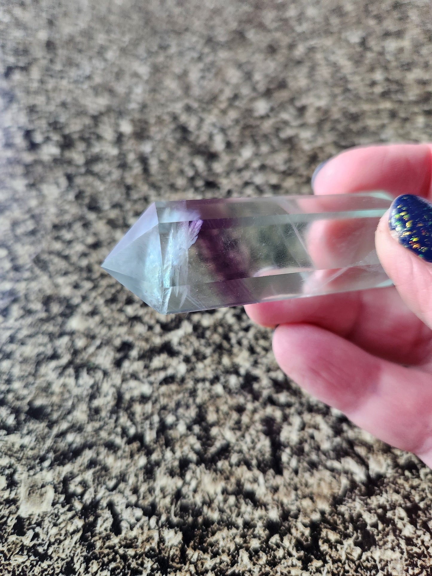 Gorgeous AAA Green & Purple Fluorite Crystal DT, Double Terminated Point