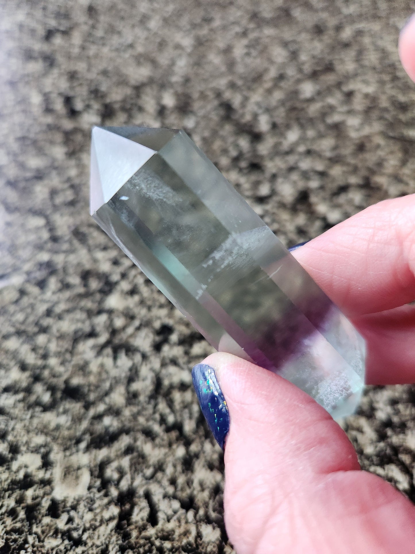 Gorgeous AAA Green & Purple Fluorite Crystal DT, Double Terminated Point
