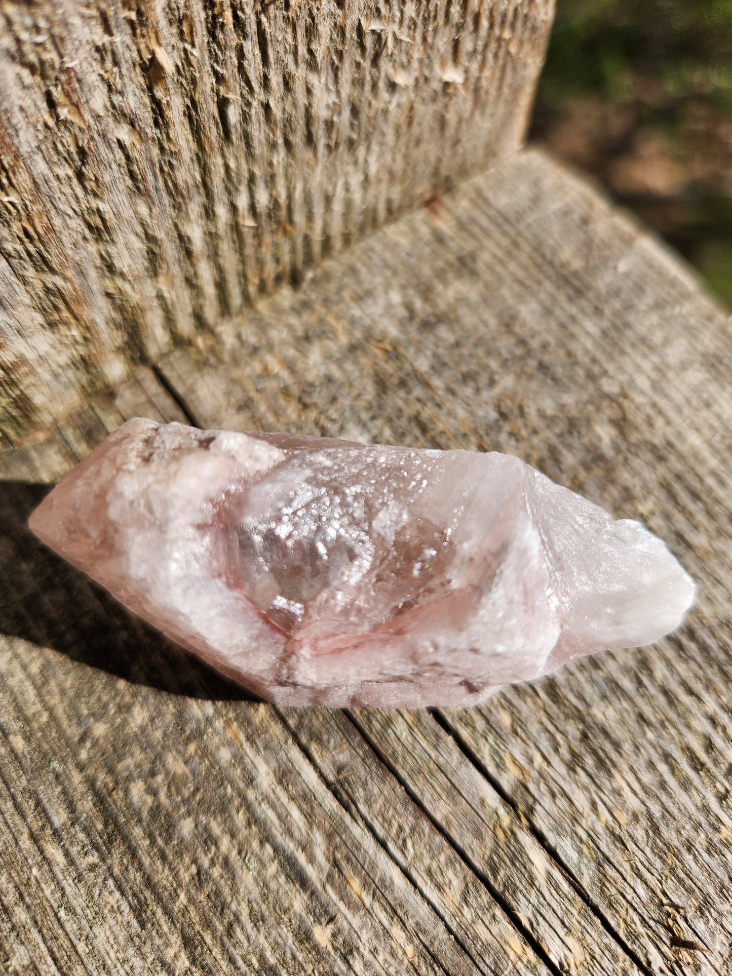 Gorgeous High Quality Raw Dreamsicle Pink Lemurian Quartz Crystal Point, All Natural, Strawberry Pink Lemurian