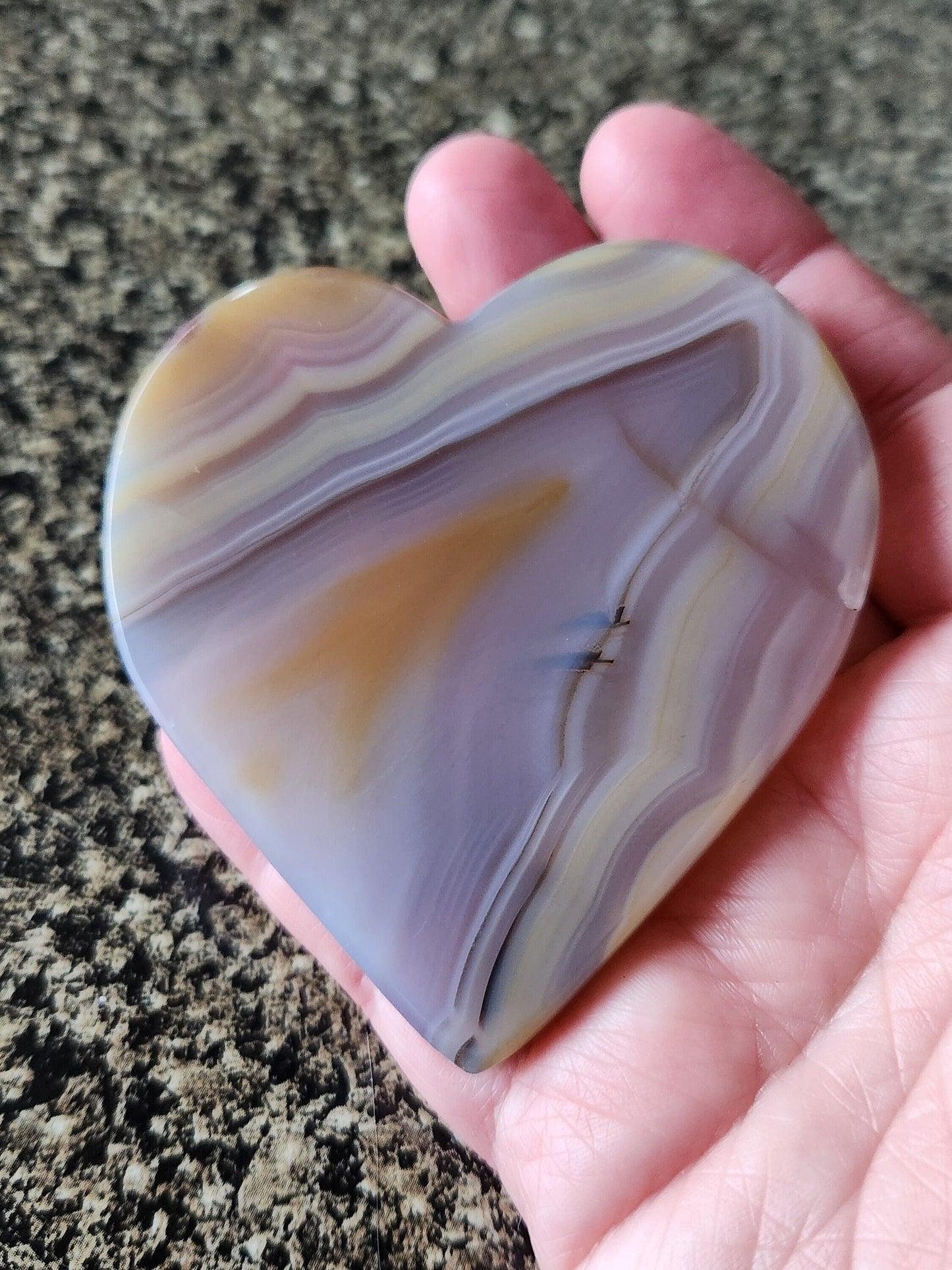 Beautiful Buttery Polished Druzy Agate Crystal Heart on metal stand