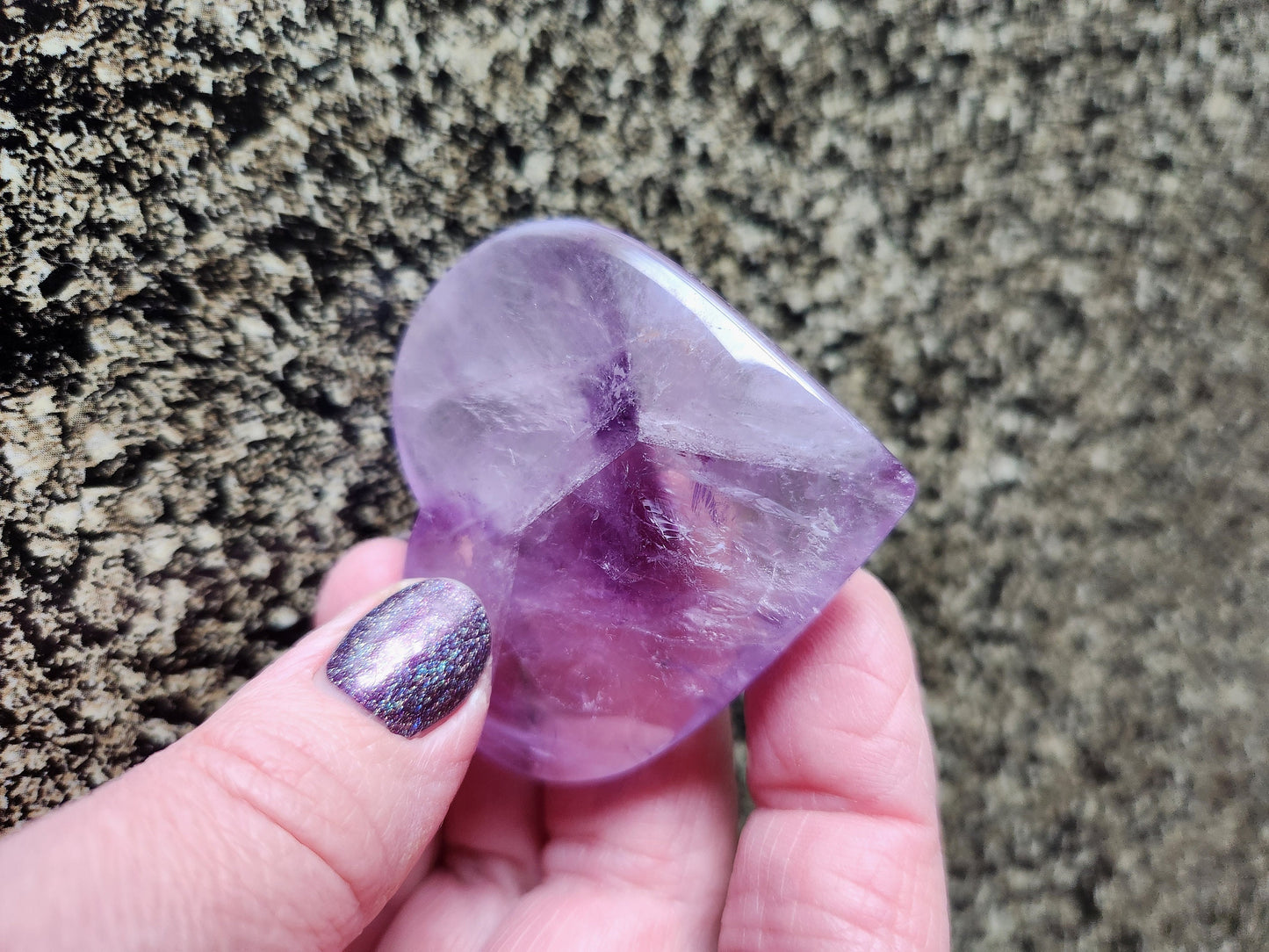 AAA Purple Ametrine Amethyst Crystal Carved Heart
