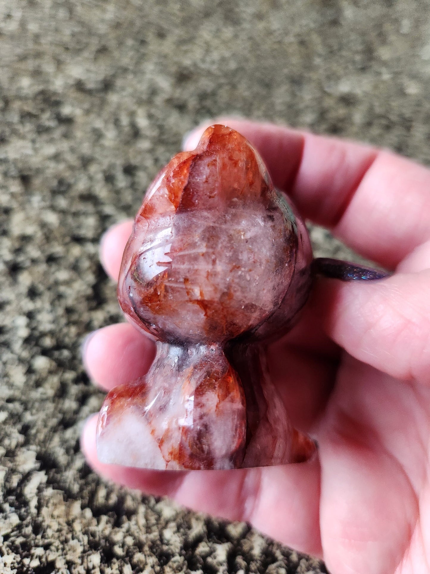 Gorgeous Fire Quartz Carved Hello Kitty Crystal Stone, Juicy
