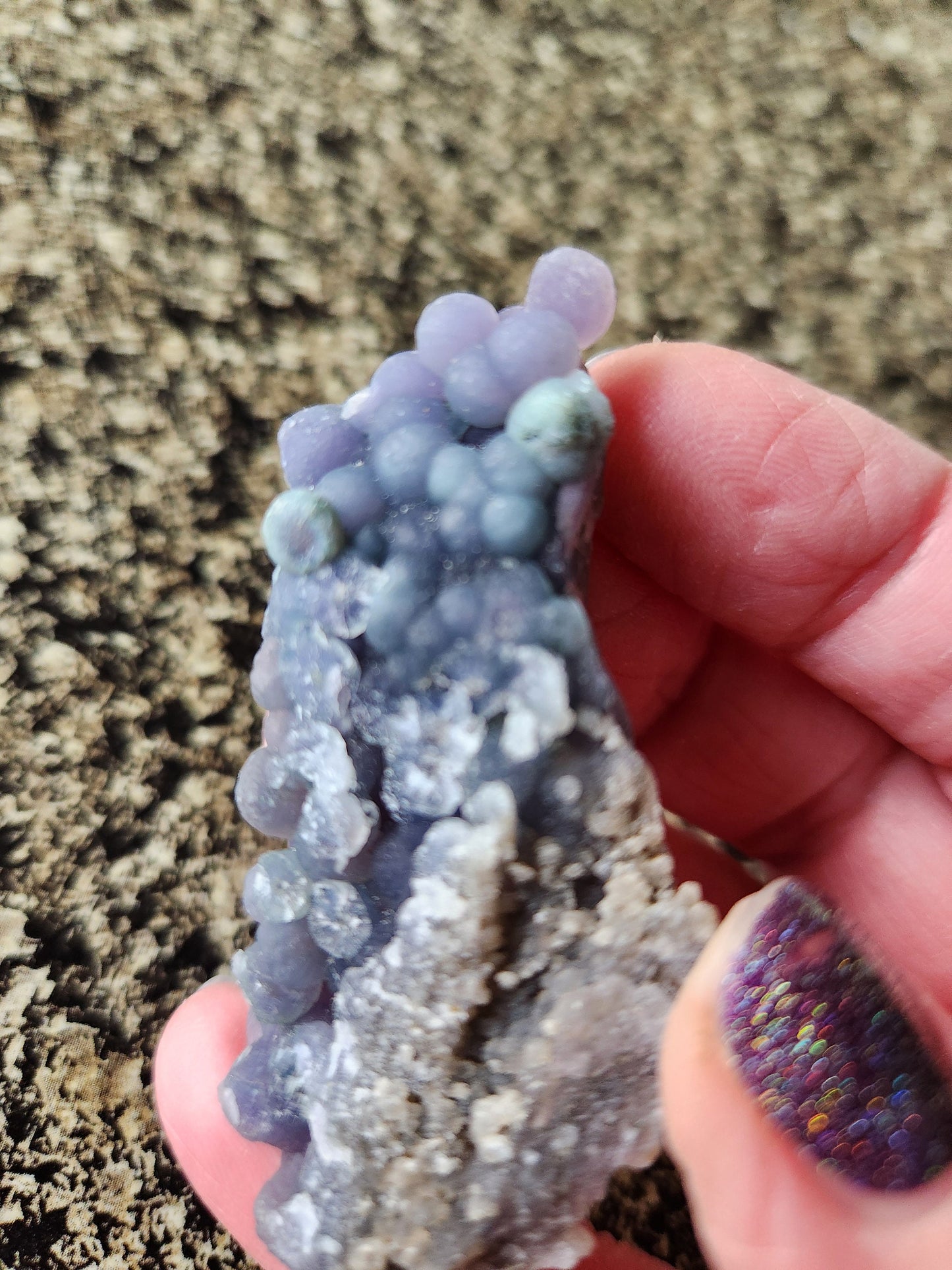 Beautiful Rare Grape Agate Crystal Rock Specimen, Bi-colored Purple & Green, Purple Chalcedony