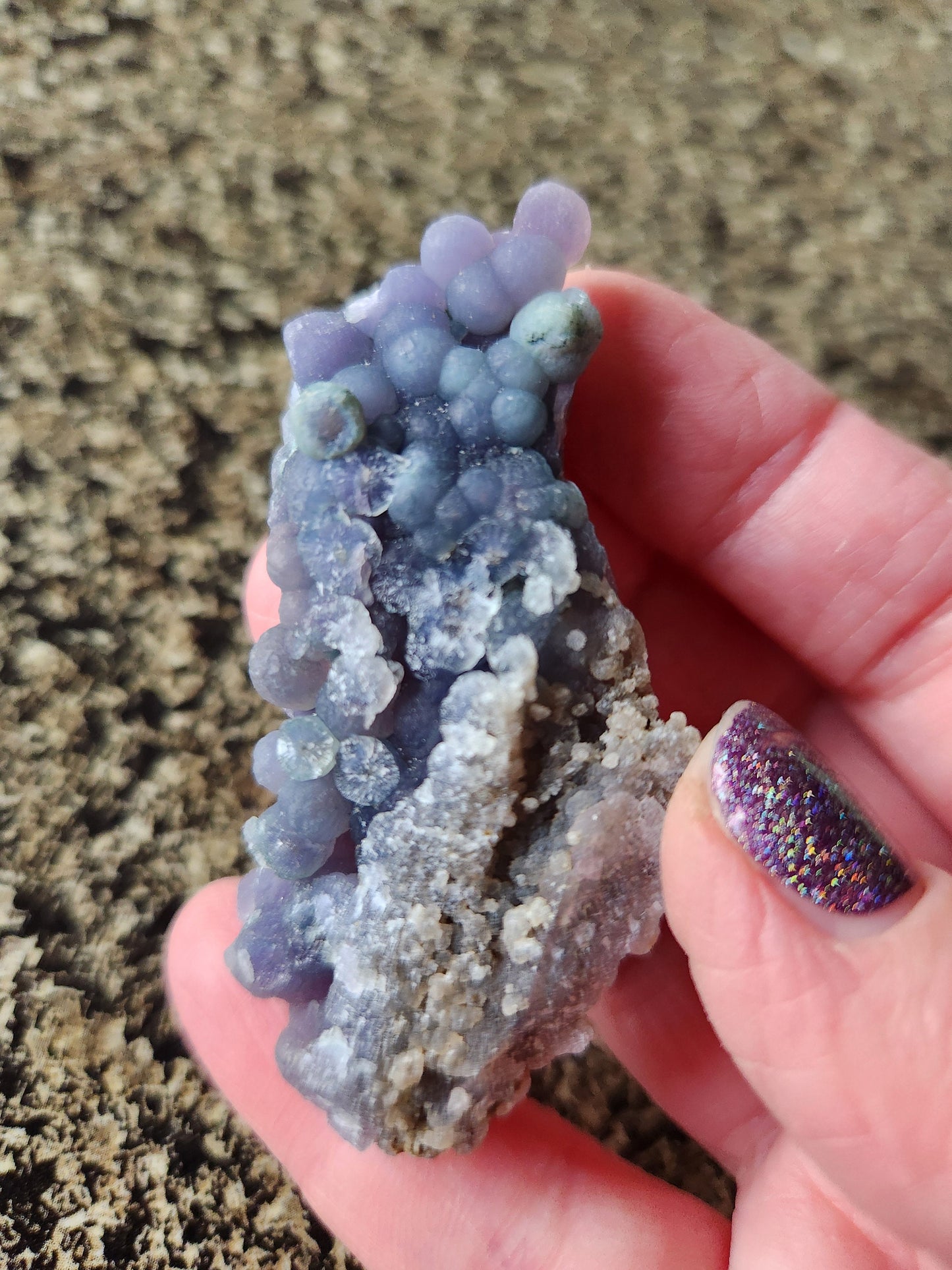 Rare Bi-Color Grape Agate Crystal Specimen: Purple & Green Chalcedony Rock