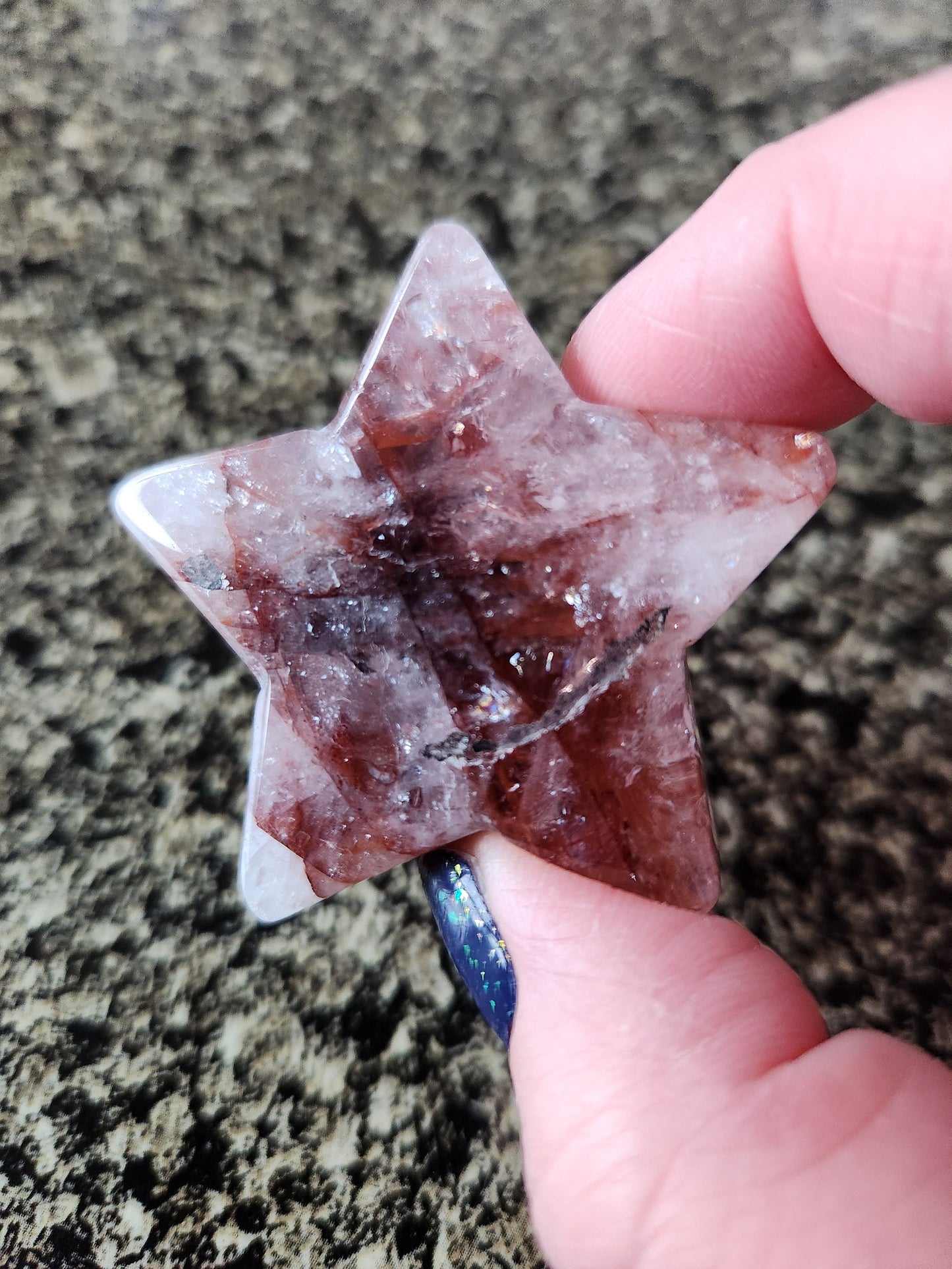 Beautiful 5 Point Fire Quartz Crystal Small Star with High Polish