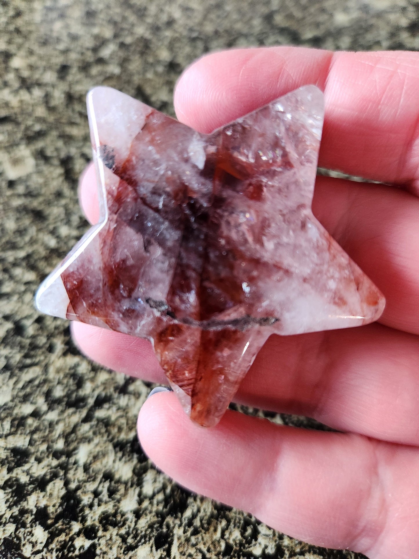 Beautiful 5 Point Fire Quartz Crystal Small Star with High Polish