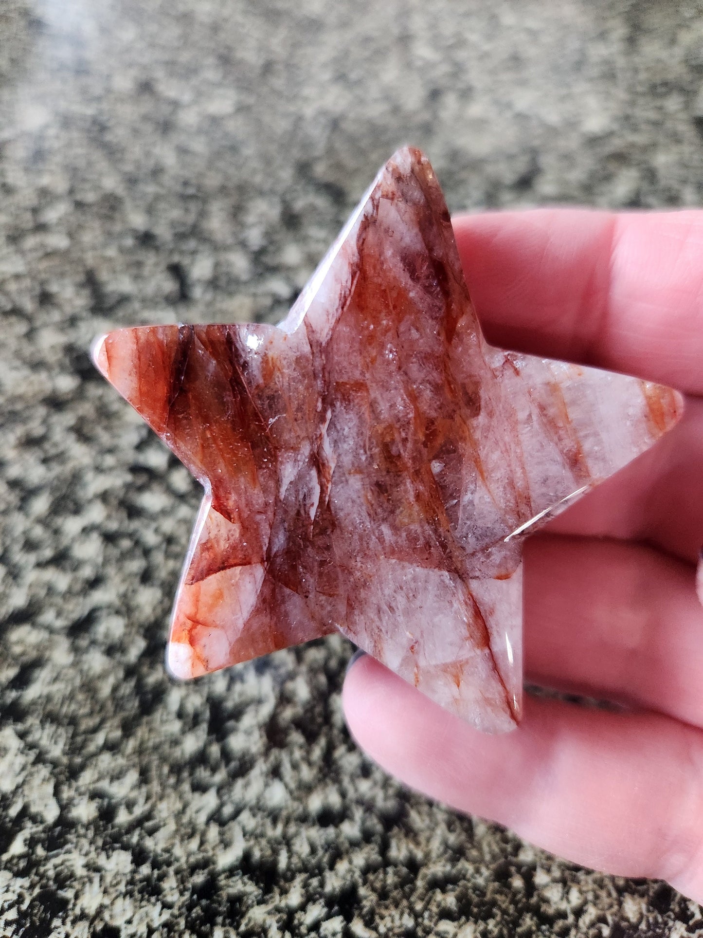 Beautiful 5 Point Fire Quartz Crystal Small Star with High Polish