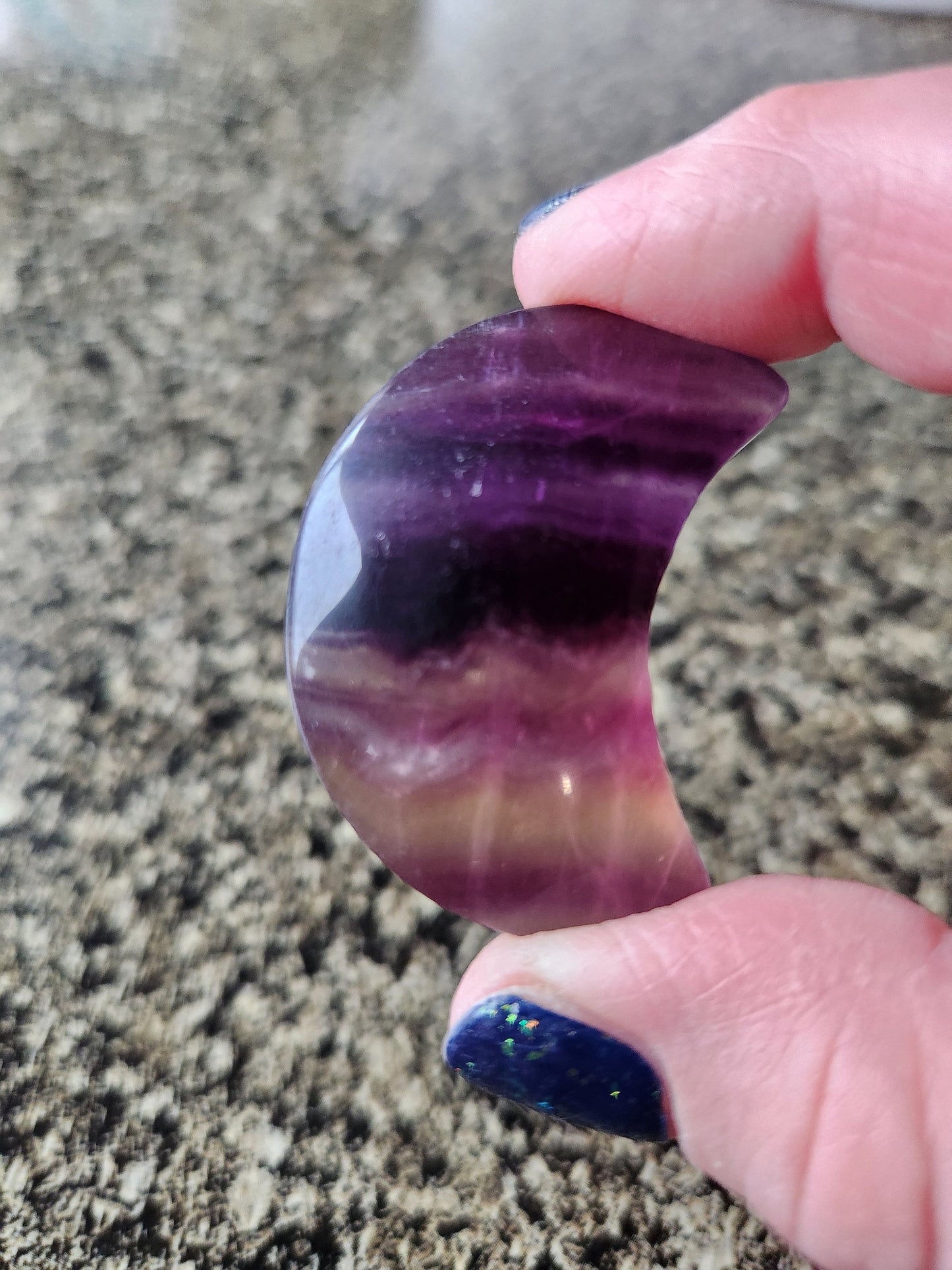 Beautiful Colorful Candy Rainbow Fluorite Crystal Half Moon Crystal Stone