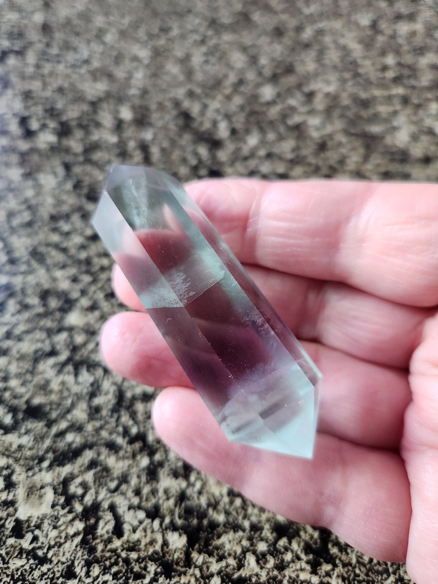 Gorgeous AAA Green & Purple Fluorite Crystal DT, Double Terminated Point