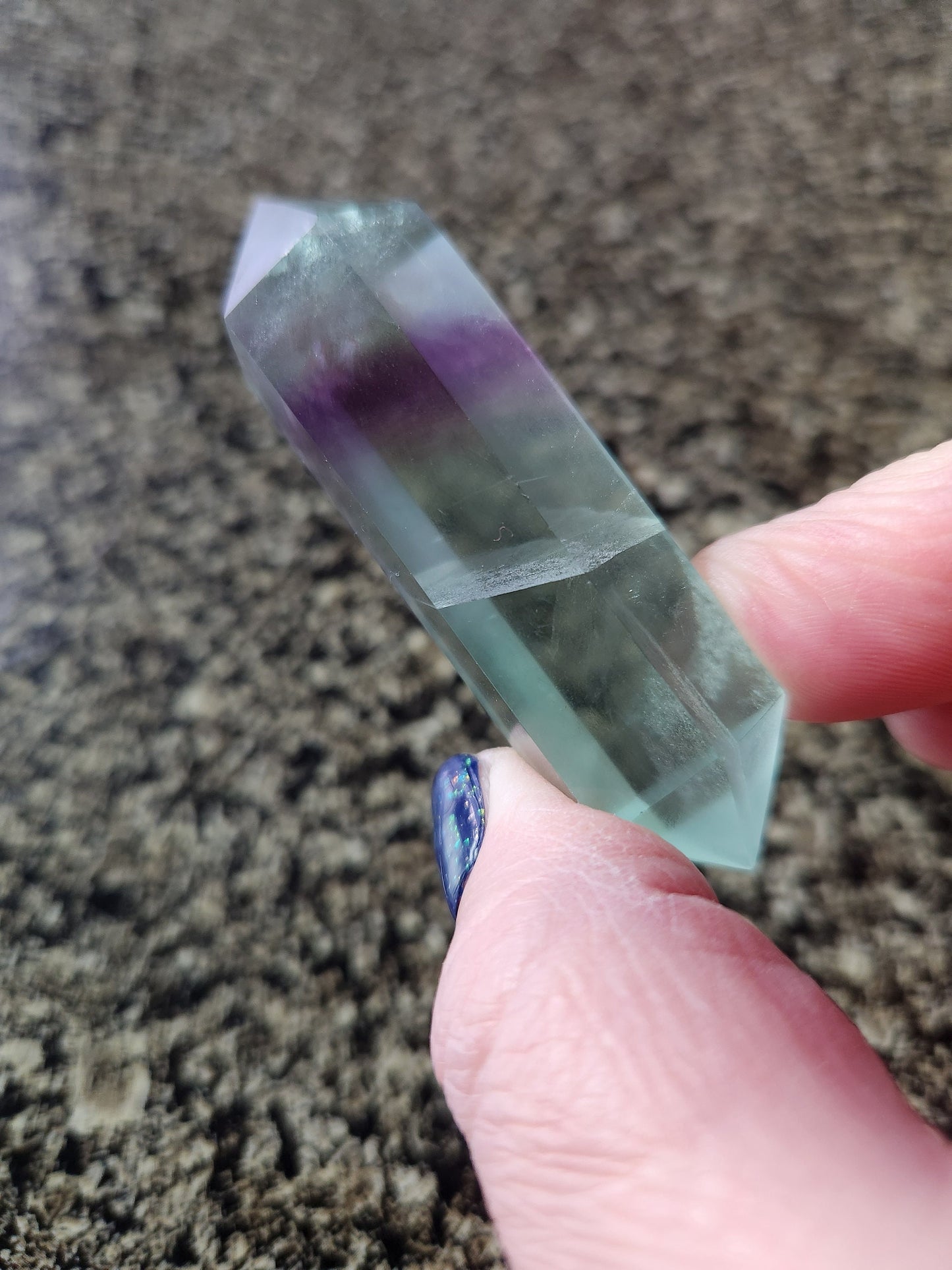 Gorgeous AAA Green & Purple Fluorite Crystal DT, Double Terminated Point