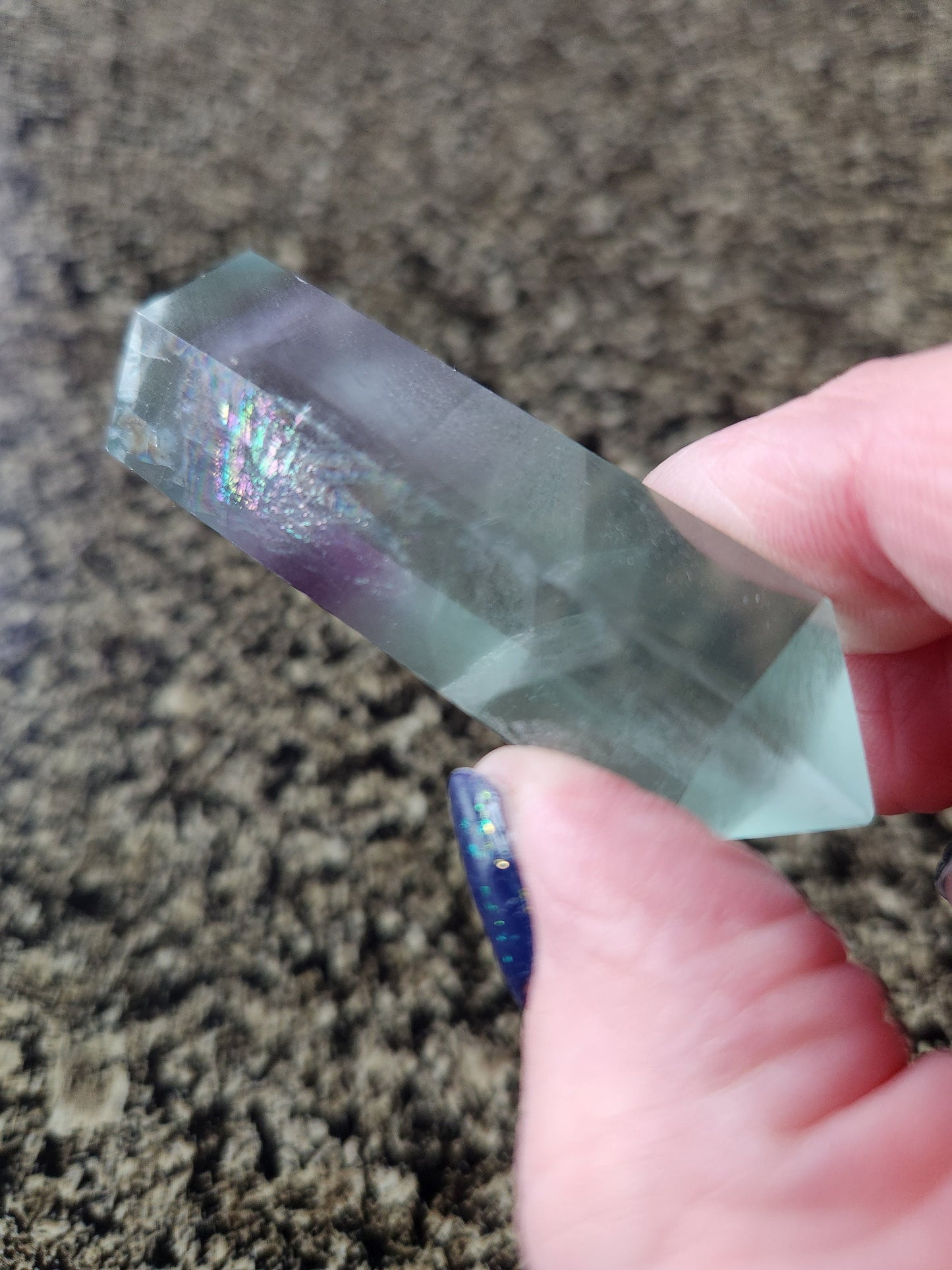 Gorgeous AAA Green & Purple Fluorite Crystal DT, Double Terminated Point