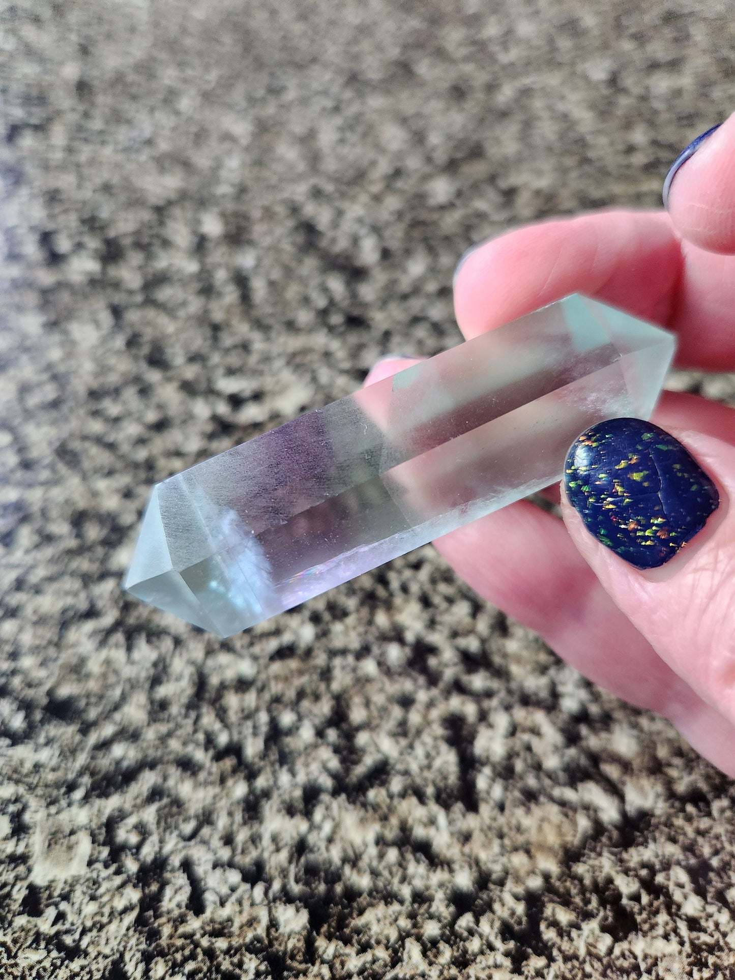 Gorgeous AAA Green & Purple Fluorite Crystal DT, Double Terminated Point