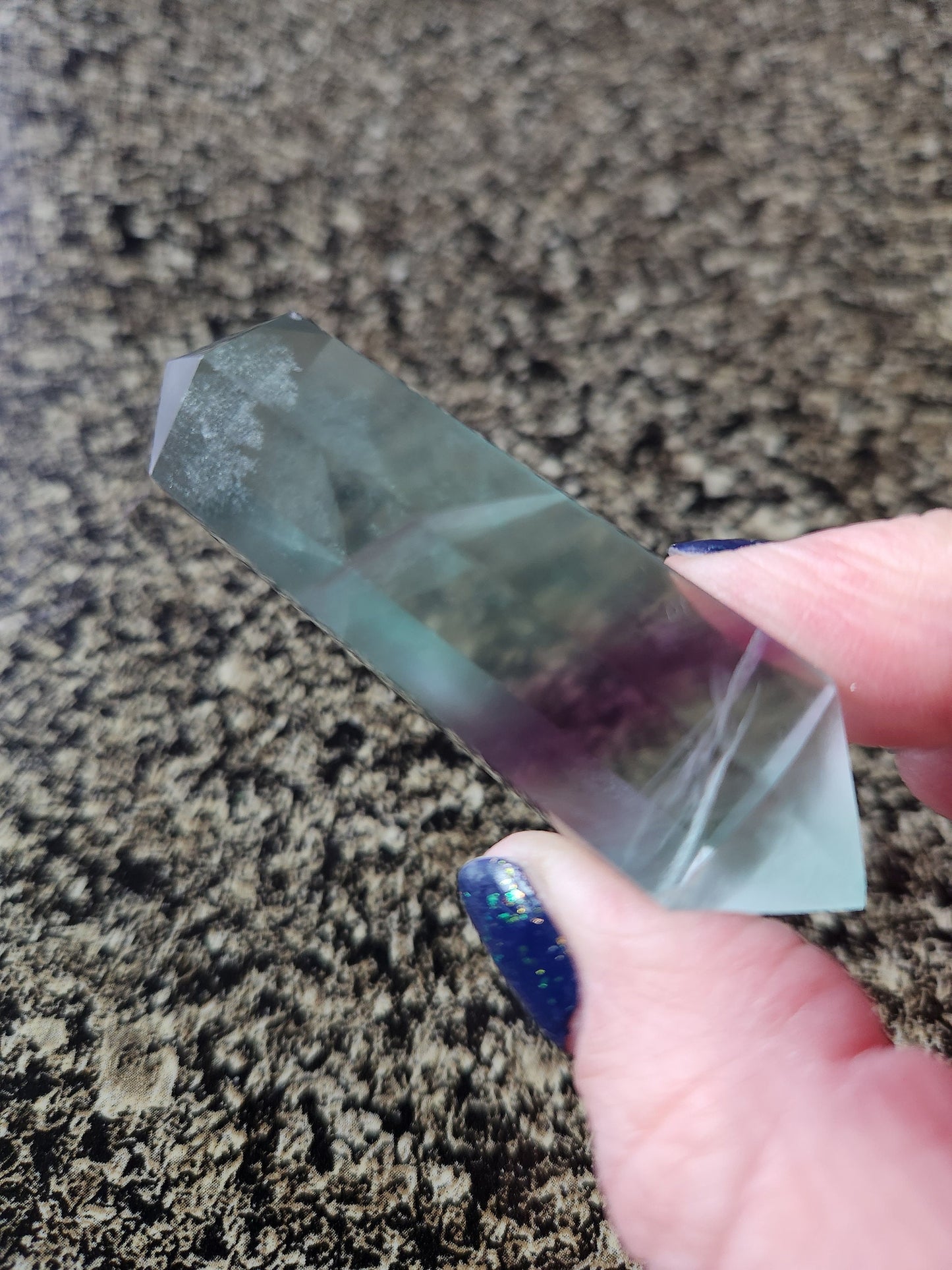 Gorgeous AAA Green & Purple Fluorite Crystal DT, Double Terminated Point