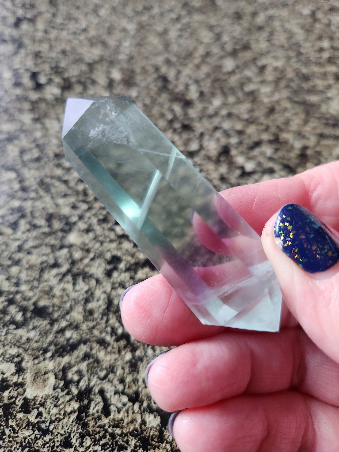Gorgeous AAA Green & Purple Fluorite Crystal DT, Double Terminated Point