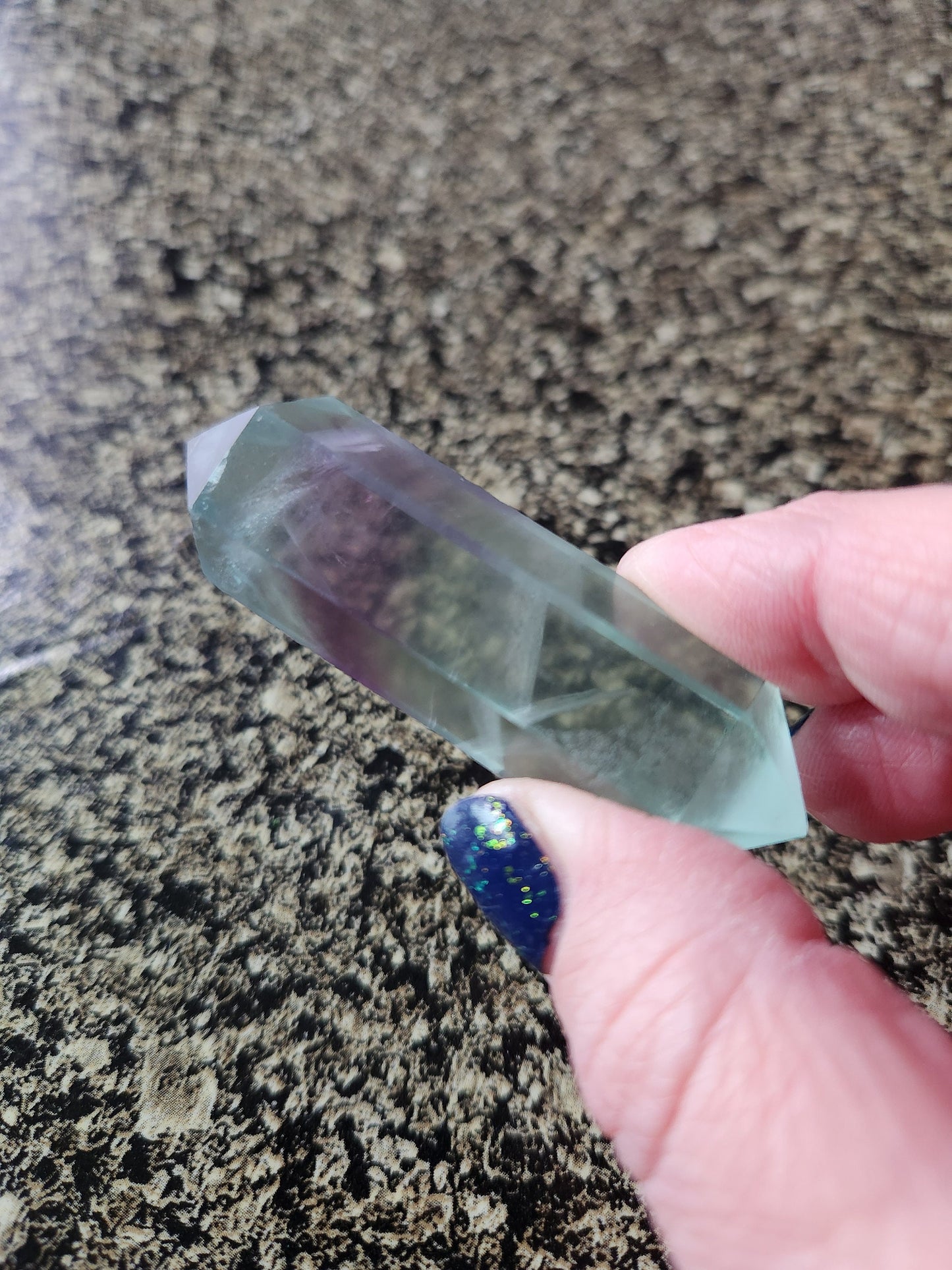 Gorgeous AAA Green & Purple Fluorite Crystal DT, Double Terminated Point