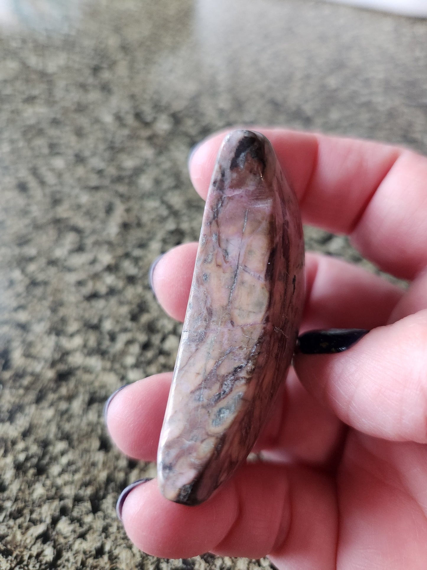 Beautiful Polished Rhodonite Crystal Carved Moon