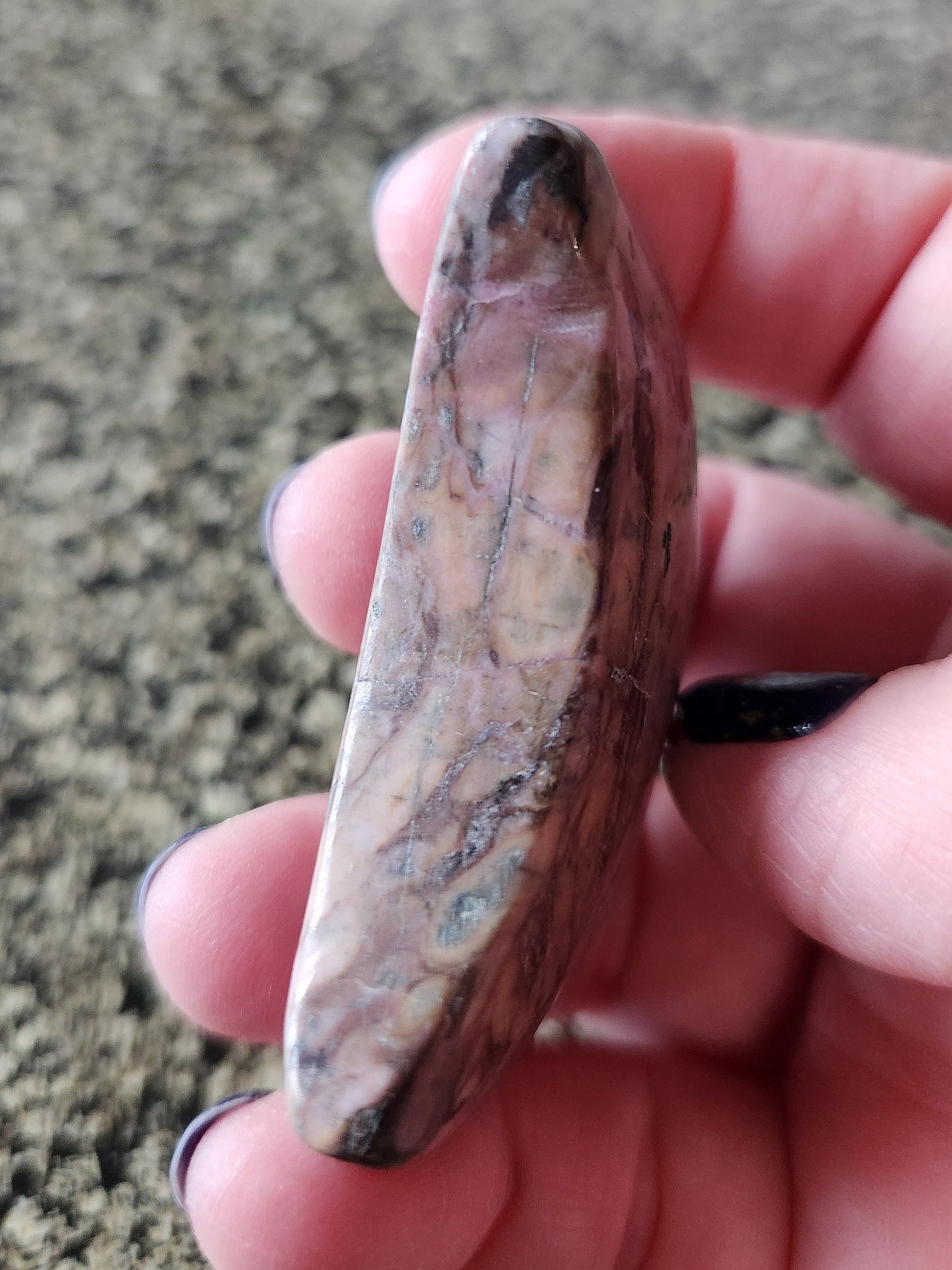 Beautiful Polished Rhodonite Crystal Carved Moon
