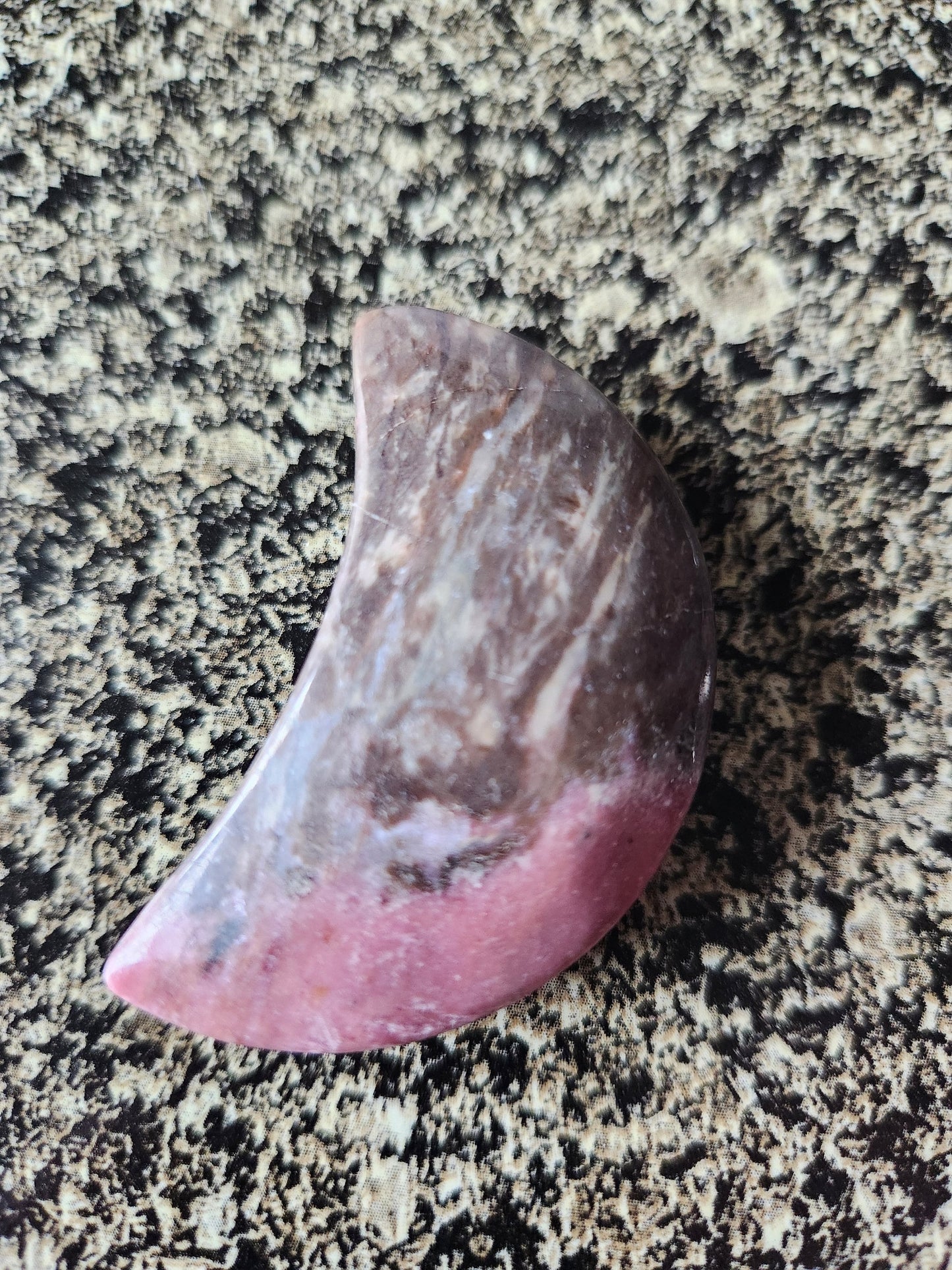 Beautiful Polished Rhodonite Crystal Carved Moon