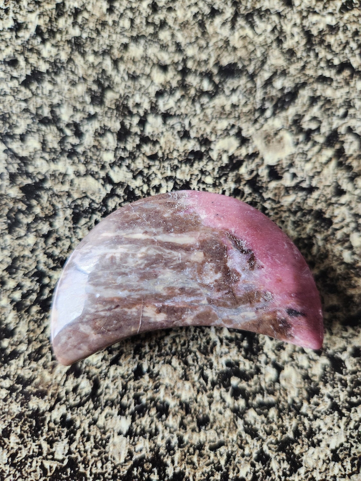 Beautiful Polished Rhodonite Crystal Carved Moon