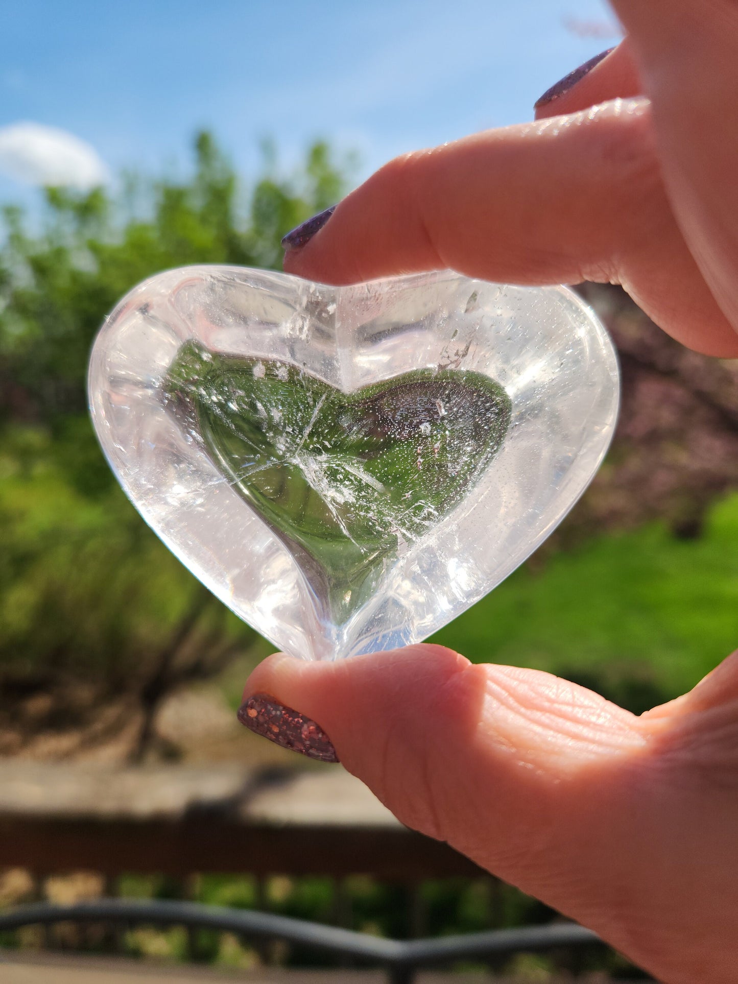 Gorgeous Clear Quartz Crystal Heart Shallow Bowl Tray