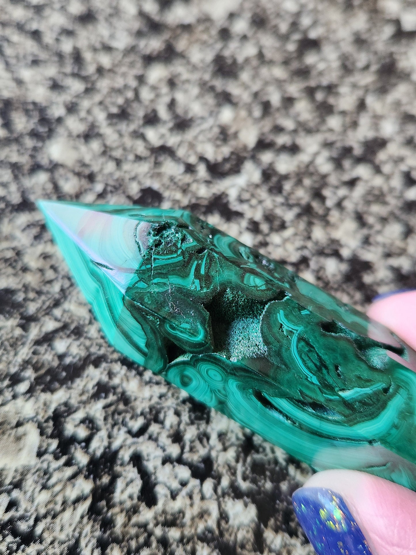 AAA Malachite Crystal Double Terminated Point Wand