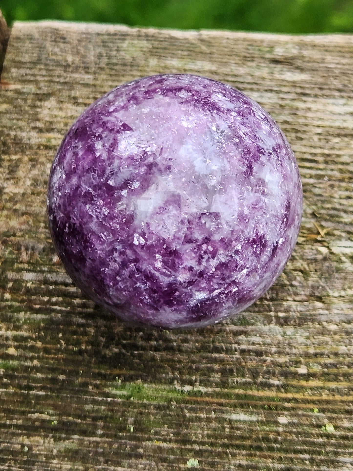 AAA Dark Purple Lepidolite Crystal Sphere with Mica