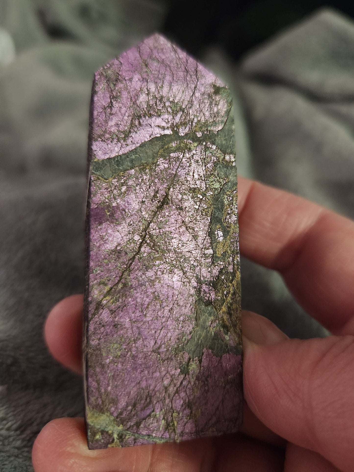 Rare AAA Dark Purpurite Crystal Mini Tower with Flash