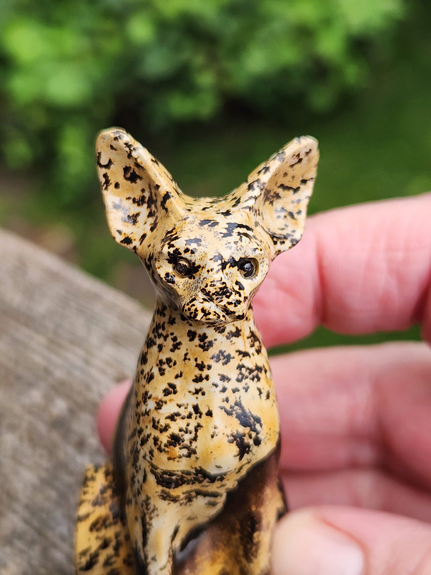 Hand Carved Picture Jasper Sitting Cat Crystal - Sphynx