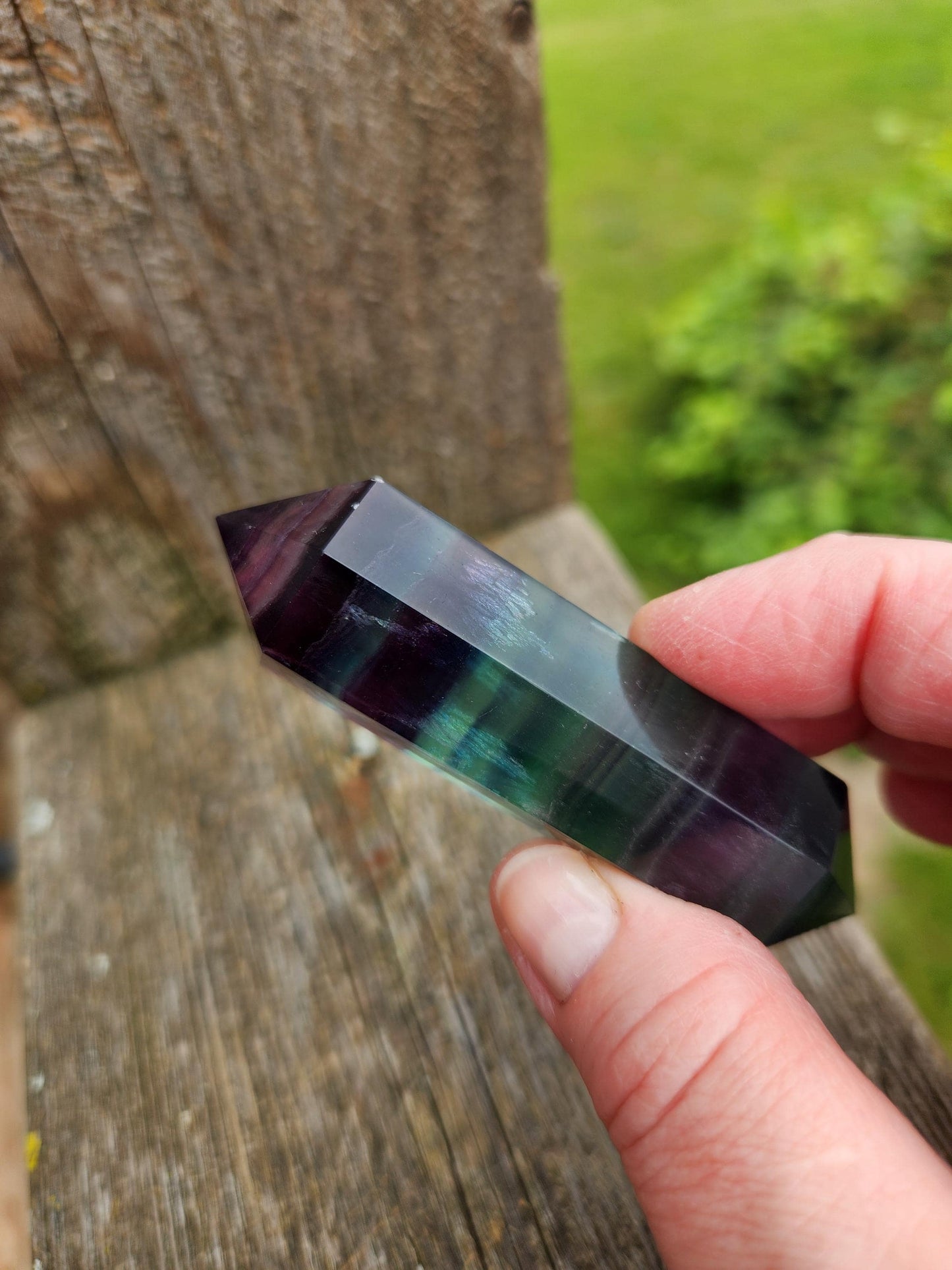 Rainbow Fluorite Crystal Point: Colorful Candy Wand, Medium