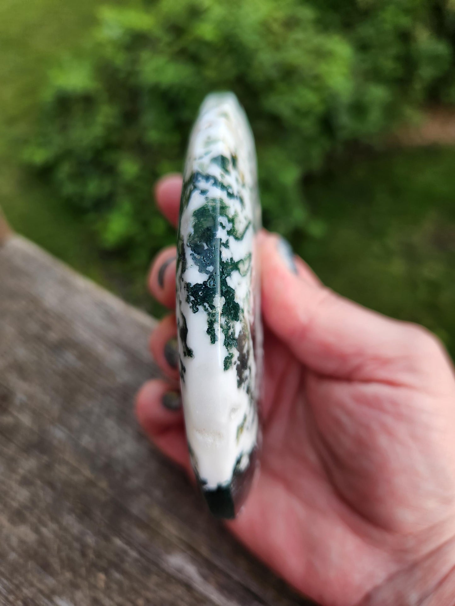 Gorgeous AAA Druzy Moss Agate Crystal Carved Moon