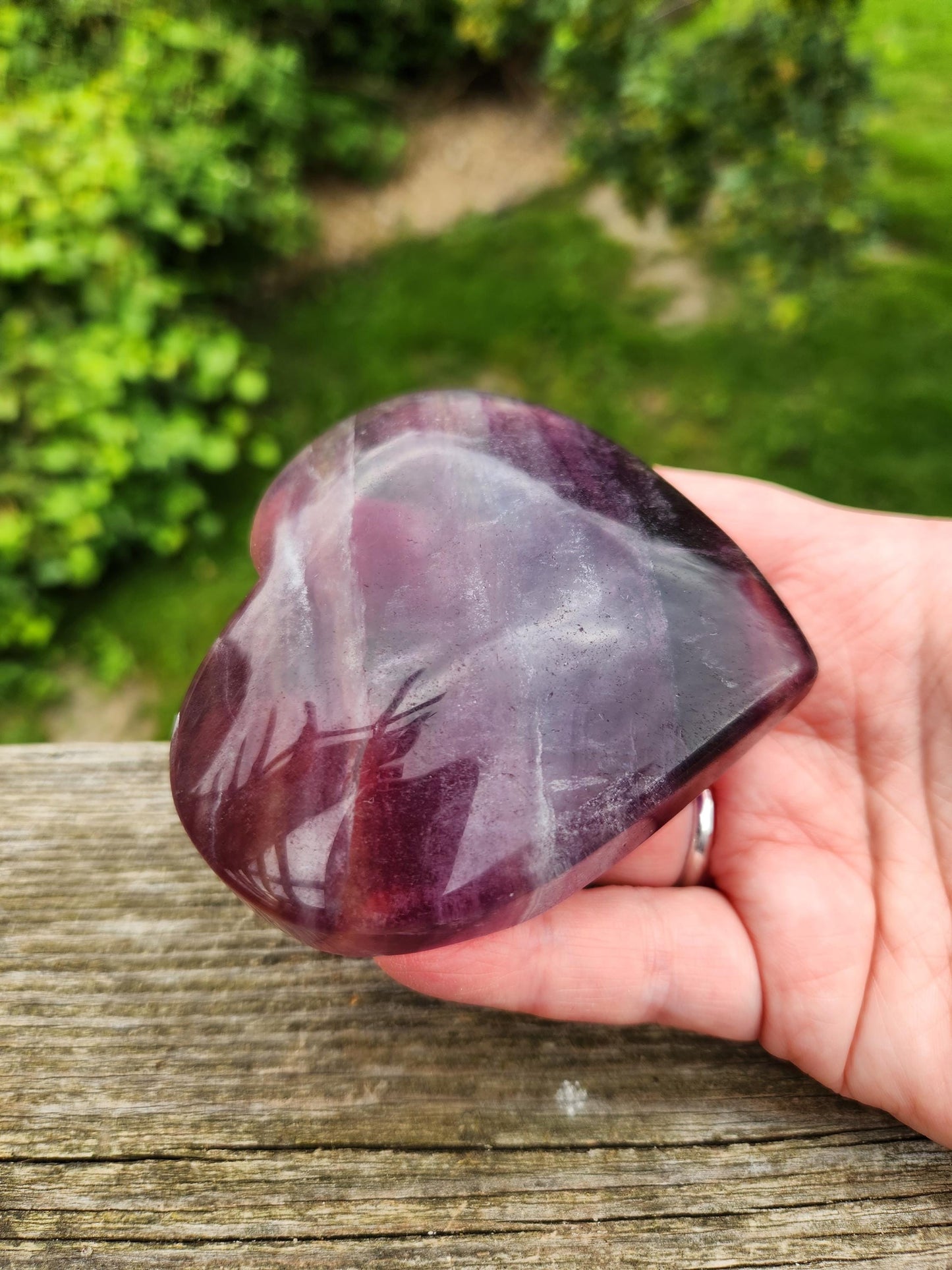 Beautiful Colorful Candy Rainbow Fluorite Crystal Carved Heart