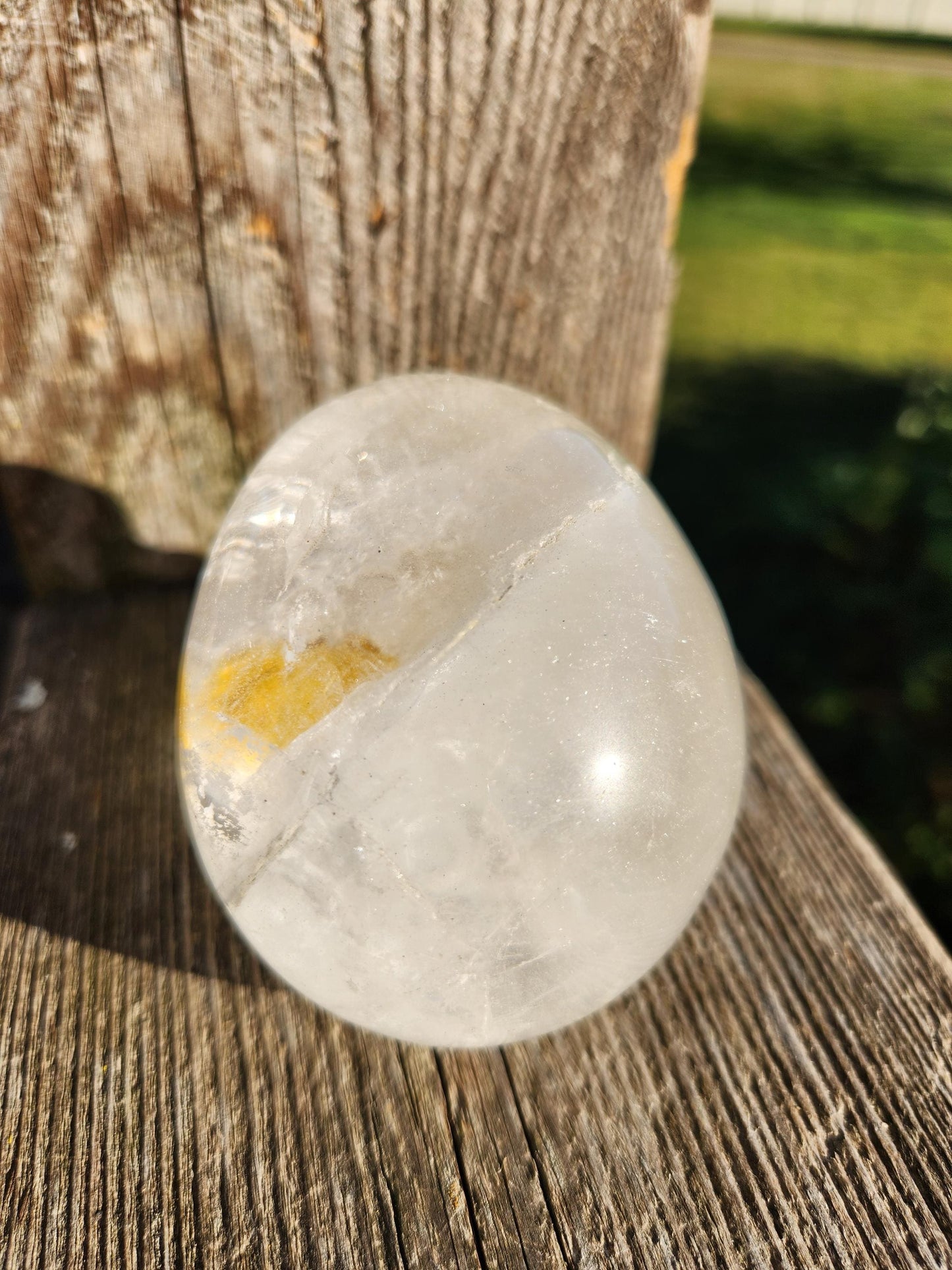 Amazing Clear Quartz Crystal Skull with Golden Healer Inclusions