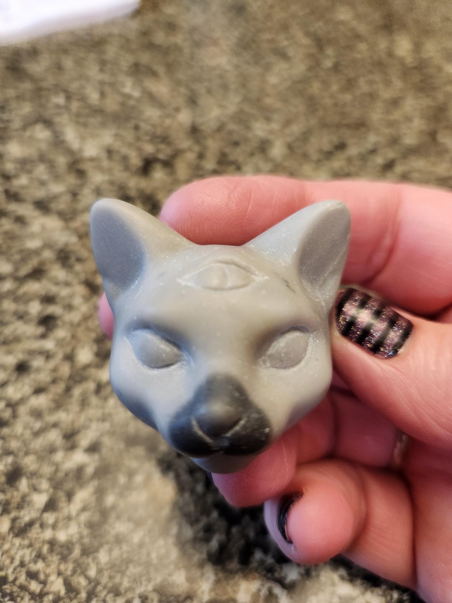Beautiful Unique Sphinx Cat Head With Third Eye Crystal, 1 Cat