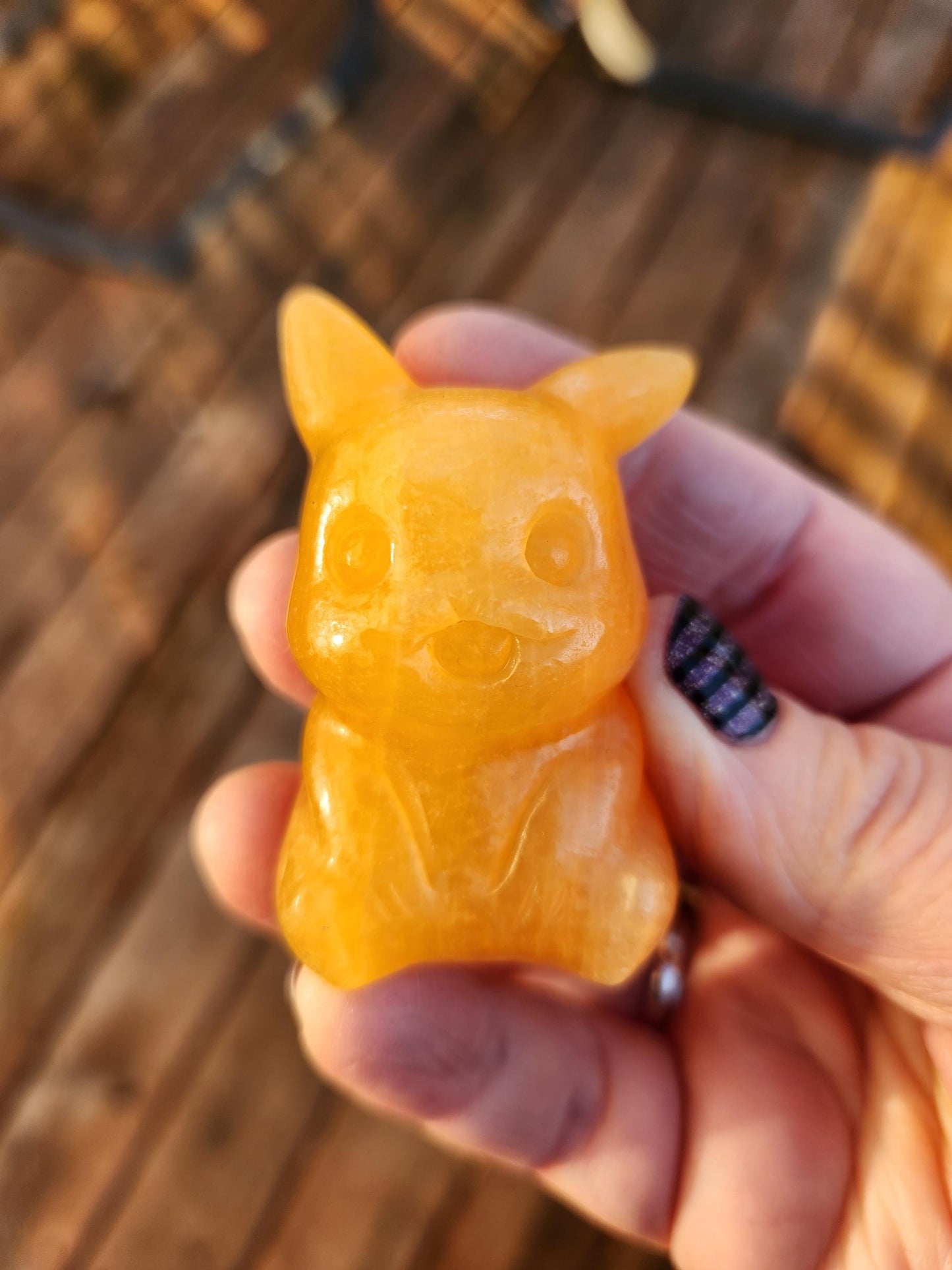 Super Cute Yellow Calcite Pikachu Natural Stone Crystal, Pokémon, Gift