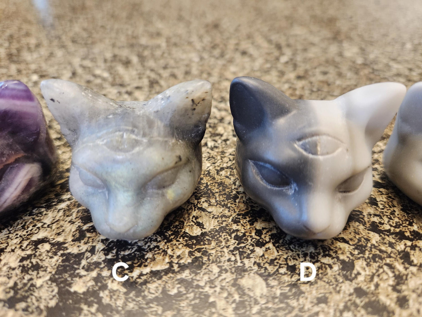 Beautiful Unique Sphinx Cat Head With Third Eye Crystal, 1 Cat
