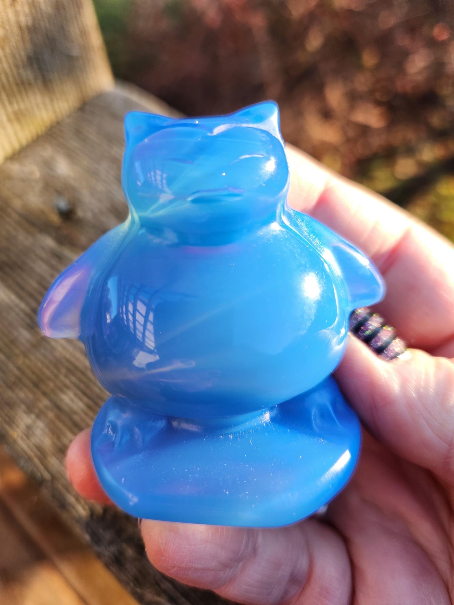 Super Cute Blue Opalite Snorlax with High Polish, Pokemon