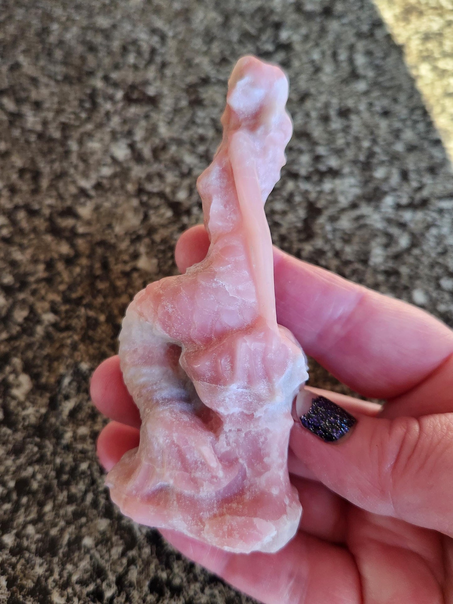 Pink Opal Carved Mermaid Figurine: Unique Siren Sculpture